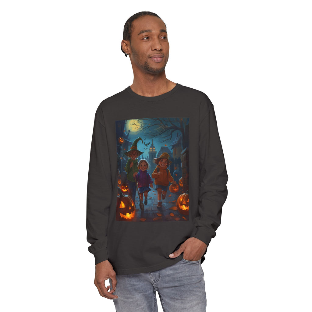 Halloween Themed Unisex Long Sleeve T-Shirt, Spooky Autumn Apparel, Trick-or-Treat Shirt, Fall Fashion, Casual Halloween Outfits
