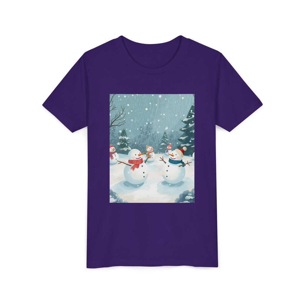 Festive Christmas Snowman Youth Short Sleeve Tee