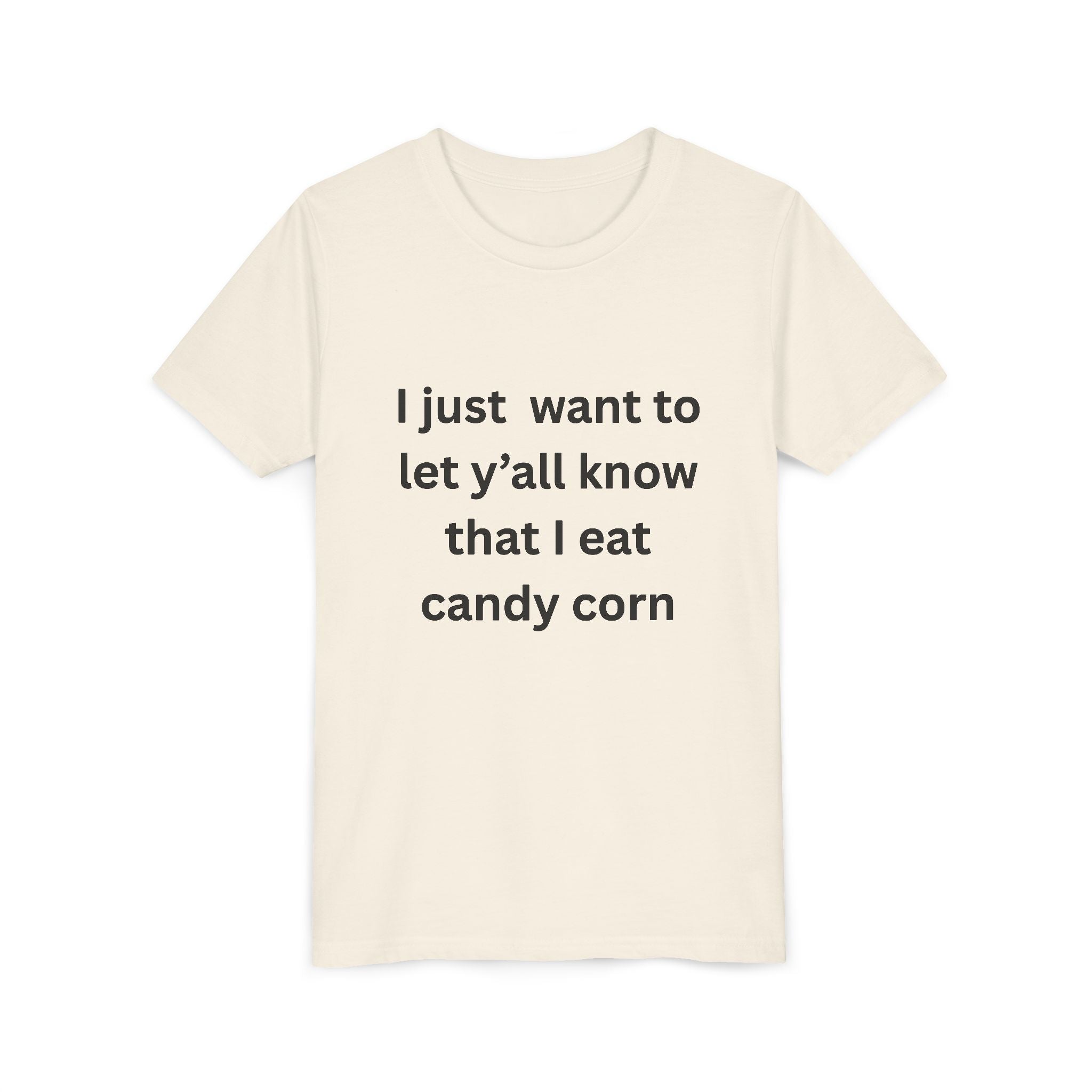 I Eat Candy Corn Youth Candy Corn Tee, Fun Halloween Shirt, Cute Short Sleeve Tee, Youth Graphic Top, Fall Celebration Apparel, Trick or Treat Shirt