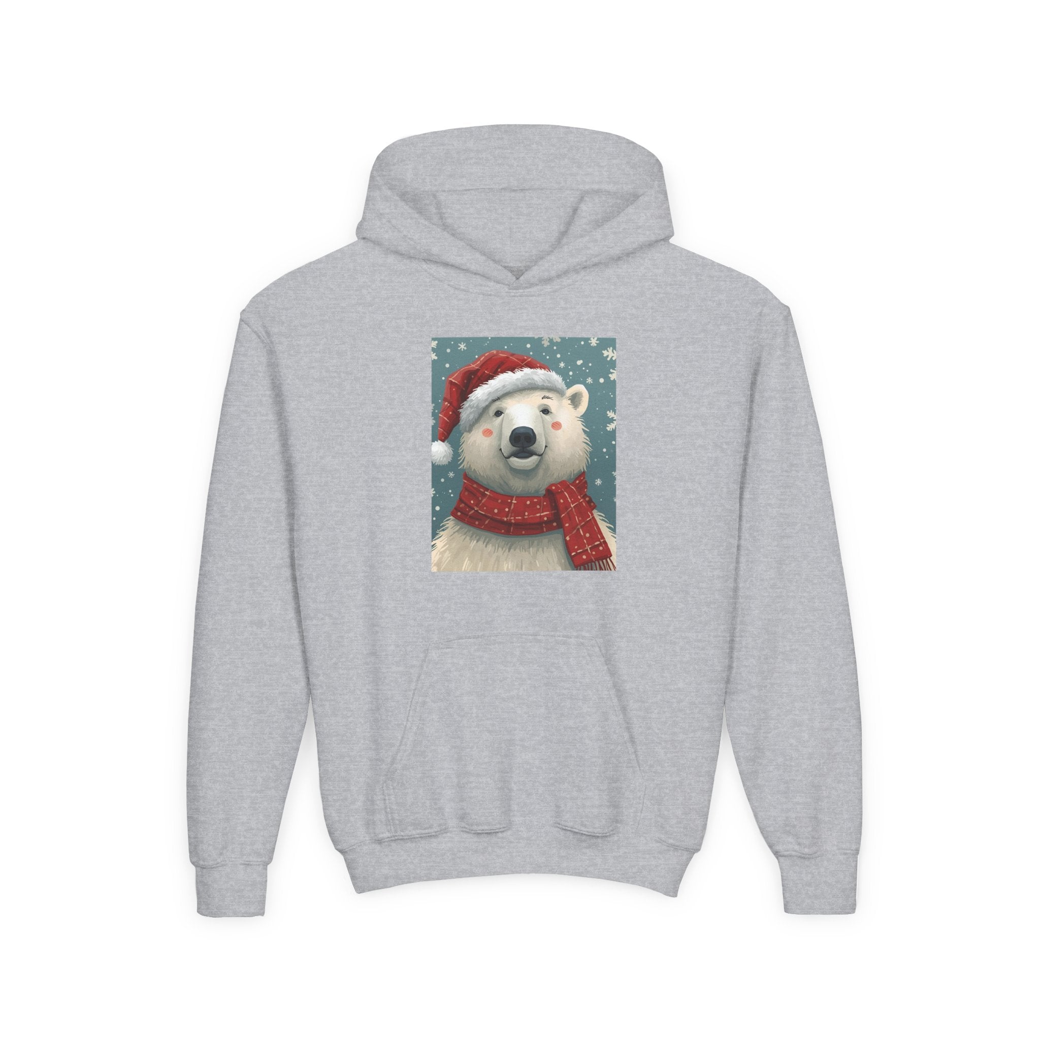 Cozy Polar Bear Christmas Hoodie, Holiday Sweatshirt for Kids, Winter Wear, Gift Idea, Cute Kids Hooded Sweatshirt