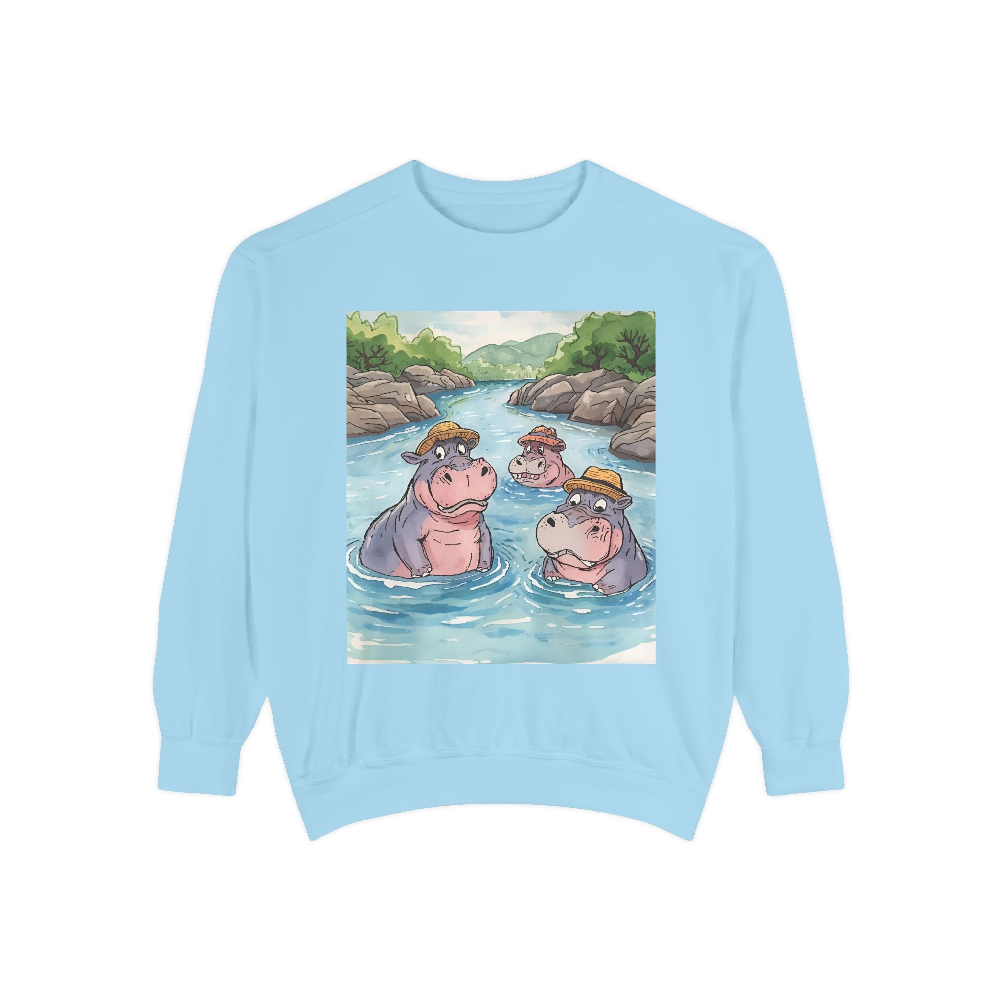 Hippo Cute Unisex Garment-Dyed Sweatshirt