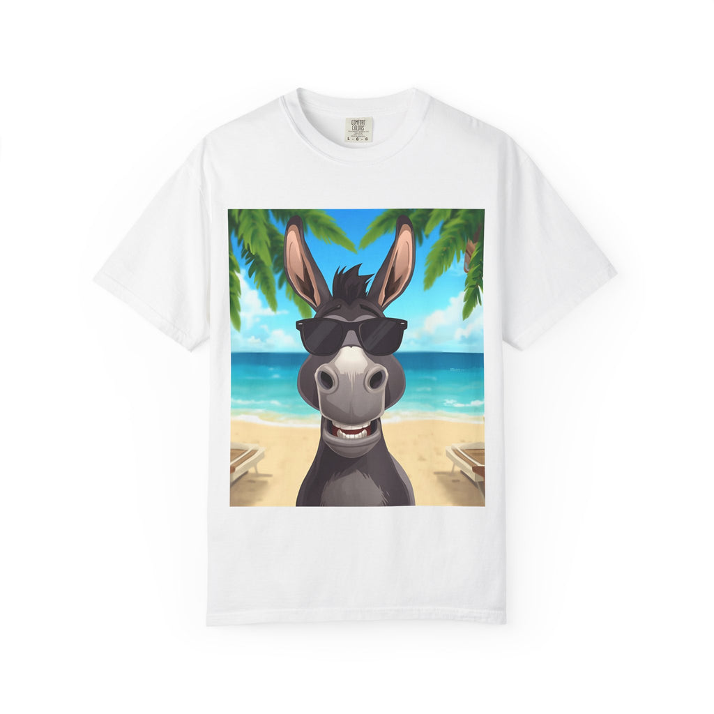 Chill Donkey Sunset T-Shirt, Unisex Summer Tee, Casual Beachwear, Gift for Animal Lovers, Fun Vacation Shirt