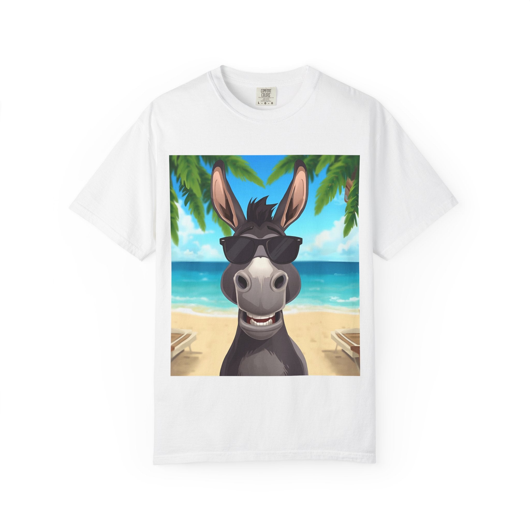 Chill Donkey Sunset T-Shirt, Unisex Summer Tee, Casual Beachwear, Gift for Animal Lovers, Fun Vacation Shirt
