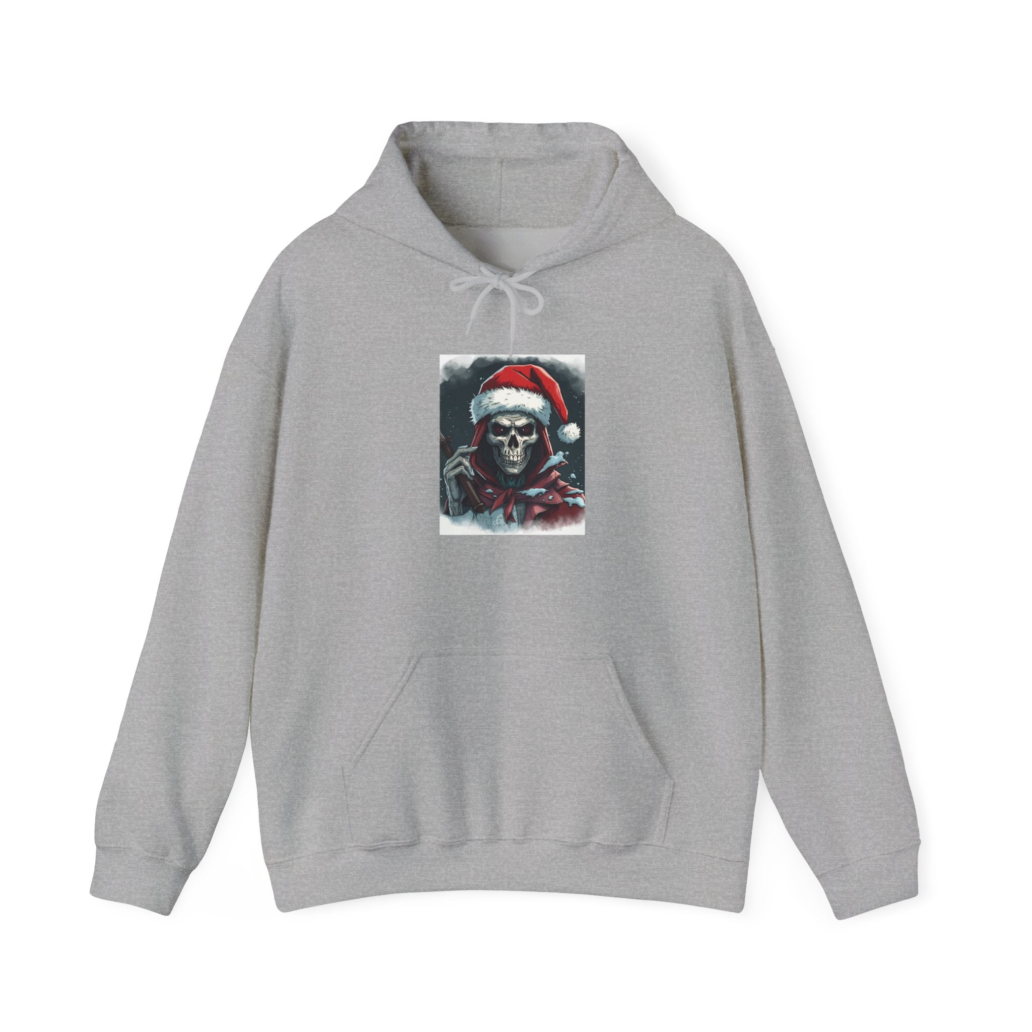 Santa Skull Hoodie, Unisex Heavy Blend Sweatshirt, Halloween Christmas Gift, Cozy Holiday Apparel, Unique Graphic Sweatshirt