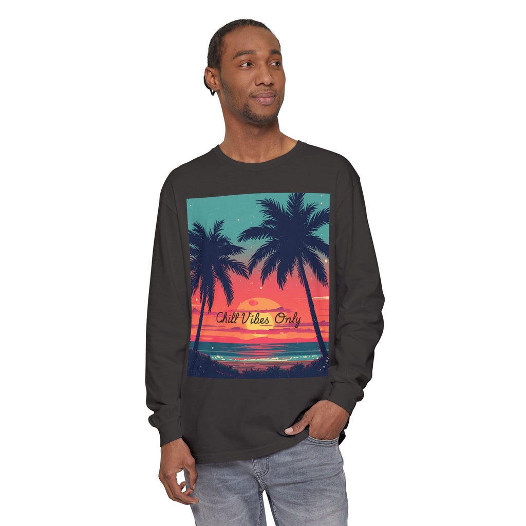 Tropical Sunset Unisex Garment-dyed Long Sleeve T-Shirt