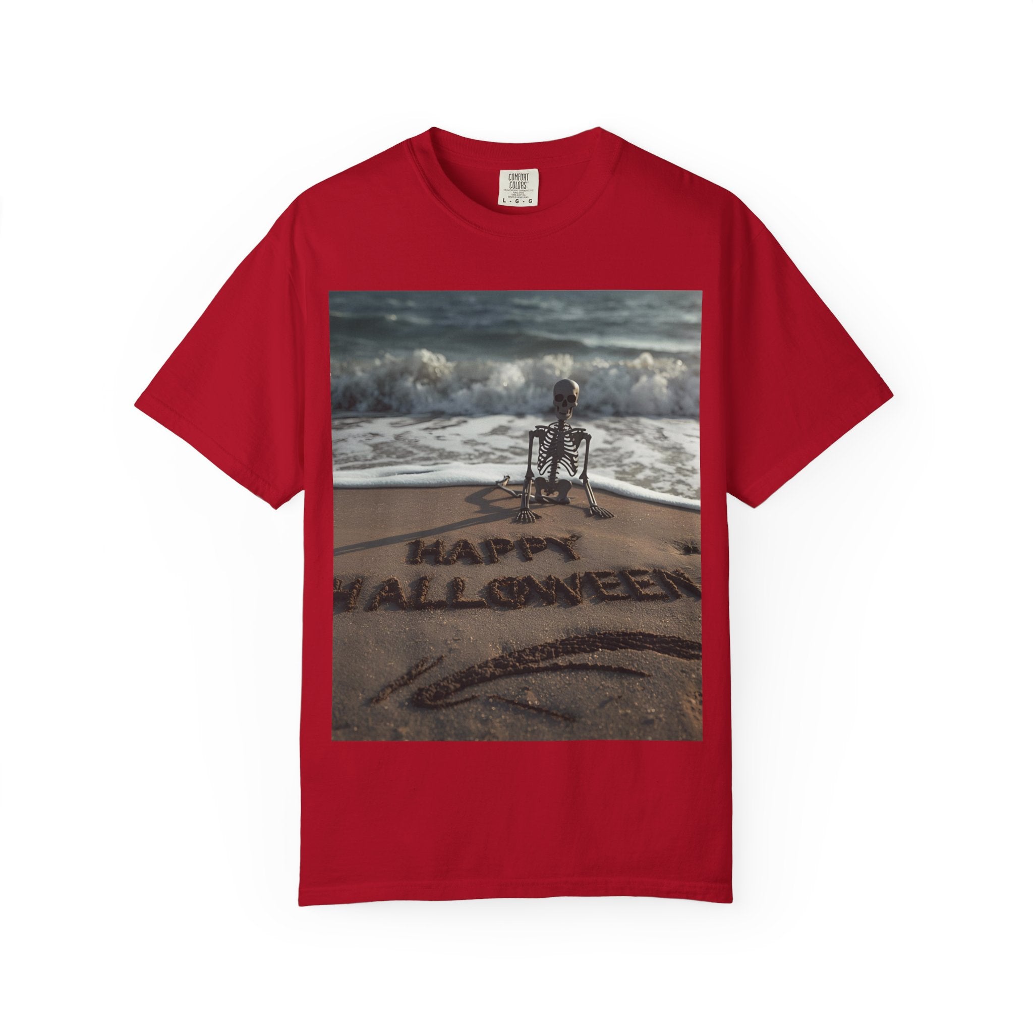 Halloween Beach Skeleton Vibes Unisex T-Shirt, Spooky Summer Tee, Fun Halloween Shirt, Beachwear, Casual Halloween Outfit