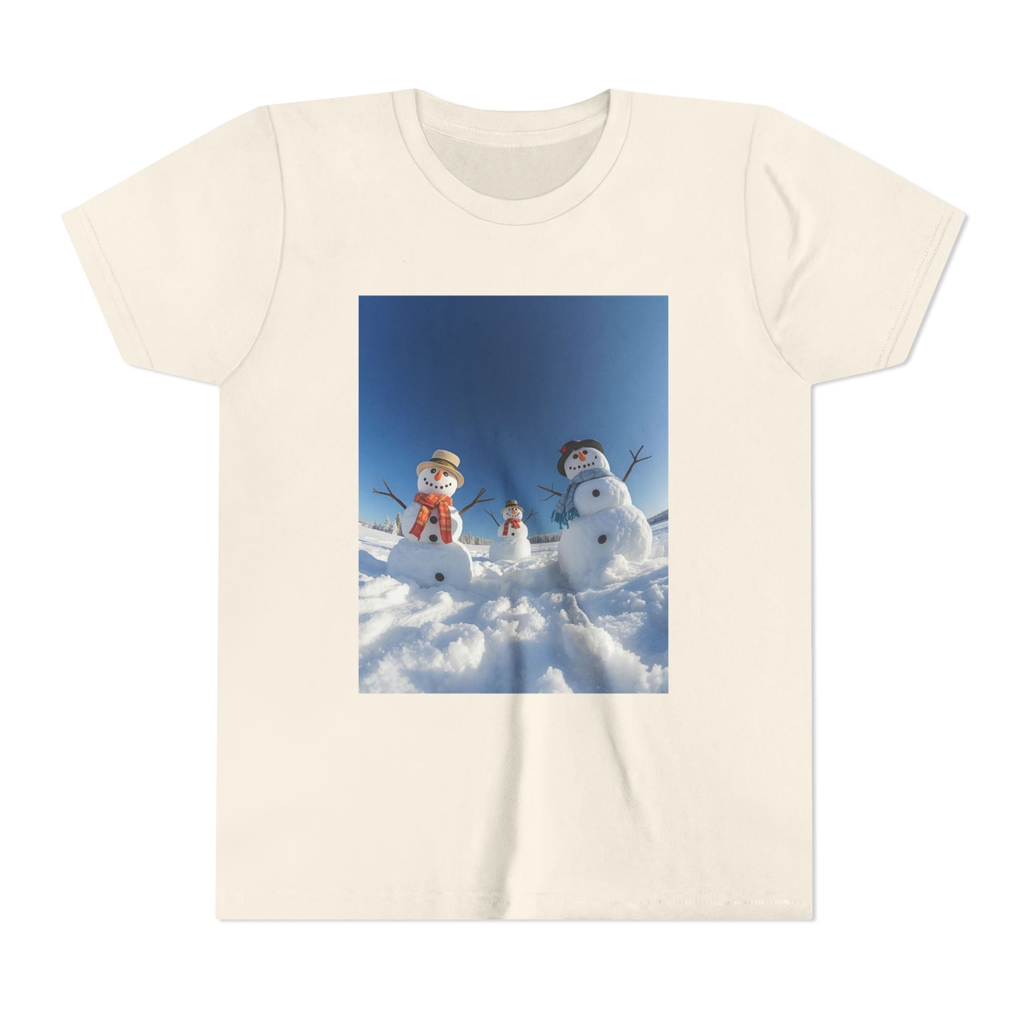 Festive Christmas Snowman Family Youth Short Sleeve Tee