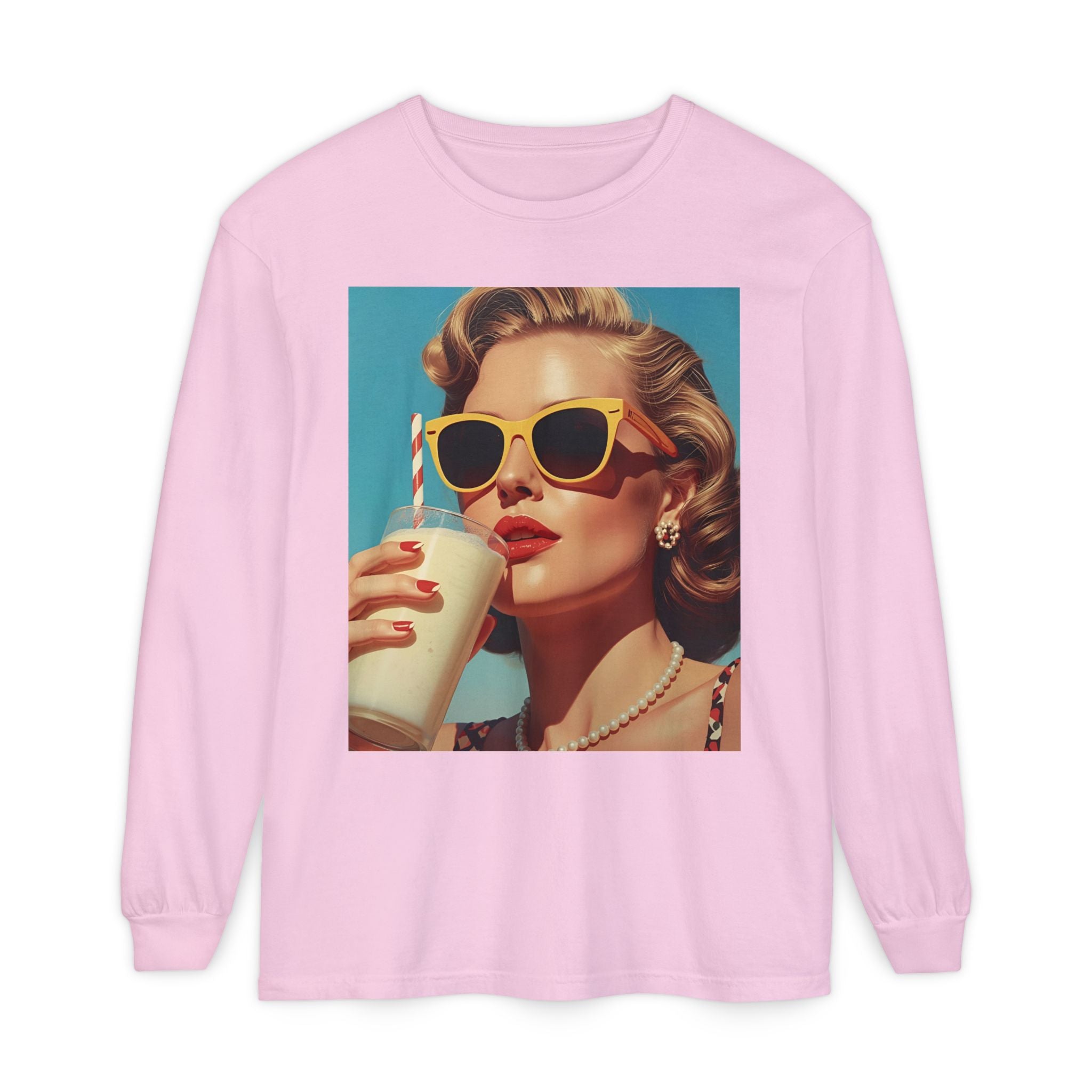 Retro Pop Art Long Sleeve T-Shirt, Vintage Graphic Tee, Fashion Top, Summer Style shirt, Gift for Art Lovers, Casual Wear