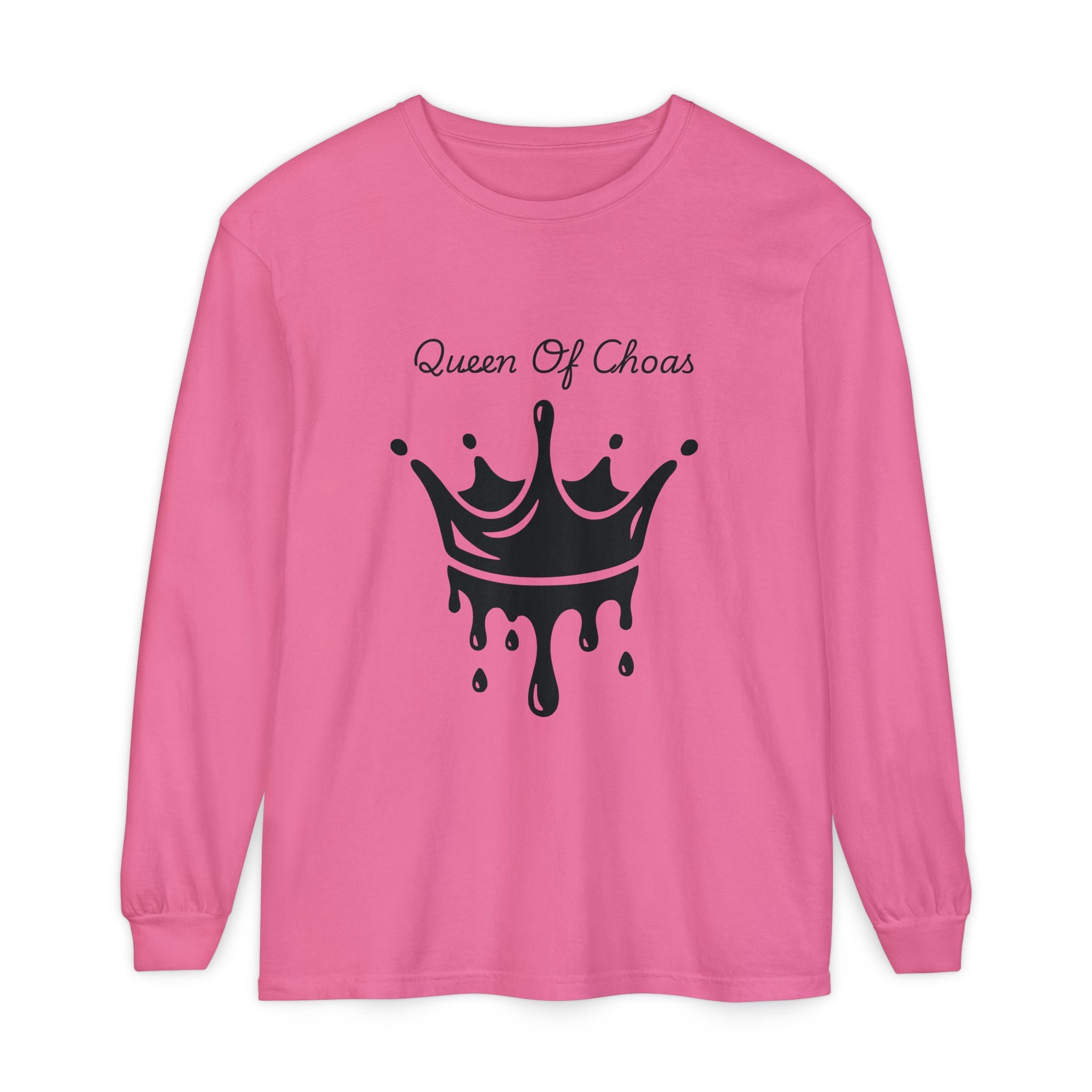 Queen of Chaos Long Sleeve T-Shirt - Stylish Unisex Apparel for Creative Souls, Casual Wear, Gift for Her, Birthday, Everyday Style