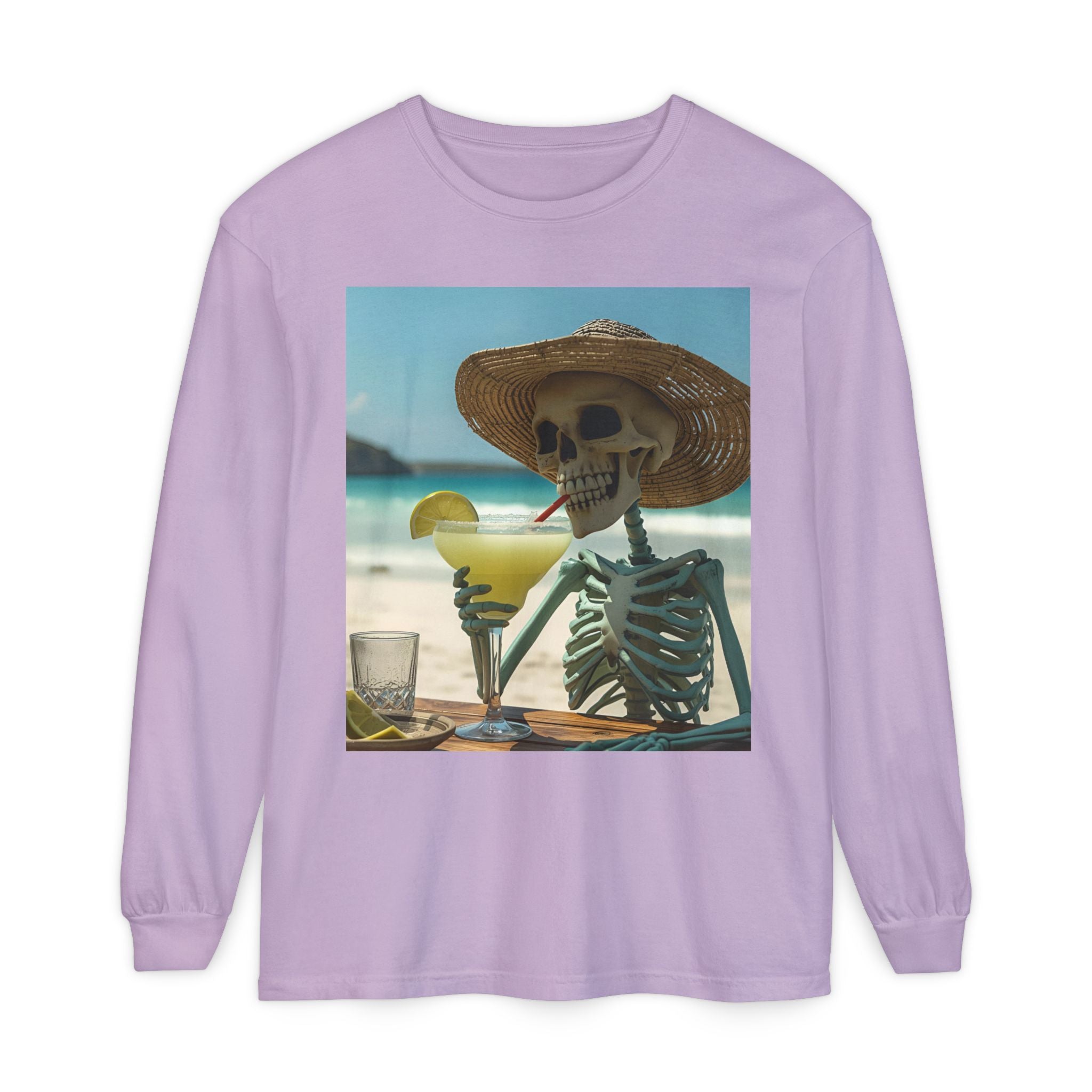 Chill Vibes Skeleton Unisex Garment-dyed Long Sleeve T-Shirt