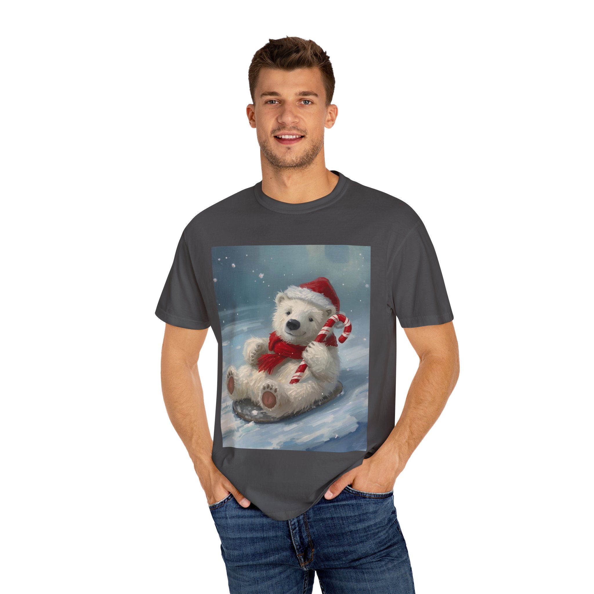 Cozy Christmas Bear T-Shirt, Winter Apparel, Holiday Gift, Family Matching Tee, Cute Polar Bear Design, Festive Outfit
