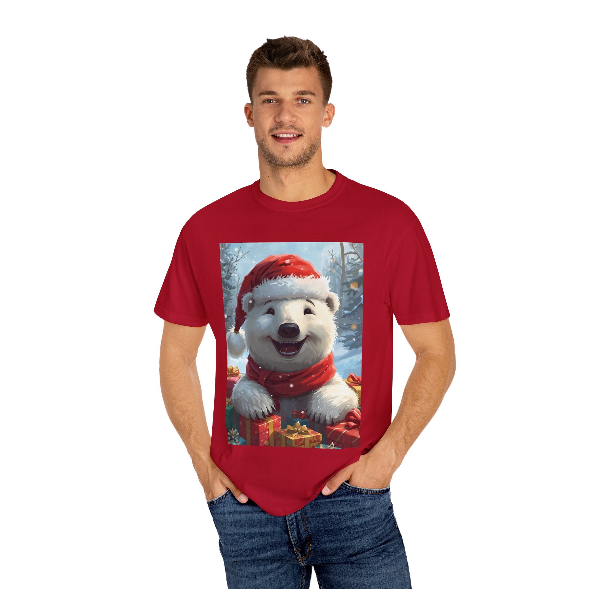 Christmas Polar Bear T-shirt, Holiday Tee, Unisex Gift Shirt, Winter Apparel, Cute Animal T-shirt