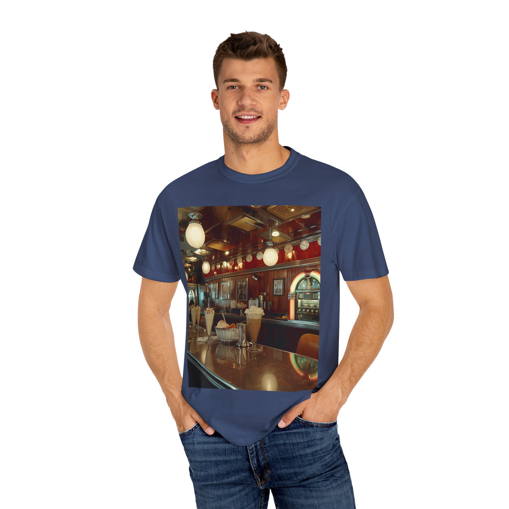 Cozy Cafe Vibe T-Shirt | Unisex Garment-Dyed Tee for Casual Outings, Vintage Style, Ice Cream Lovers, Retro Aesthetic, Everyday Wear