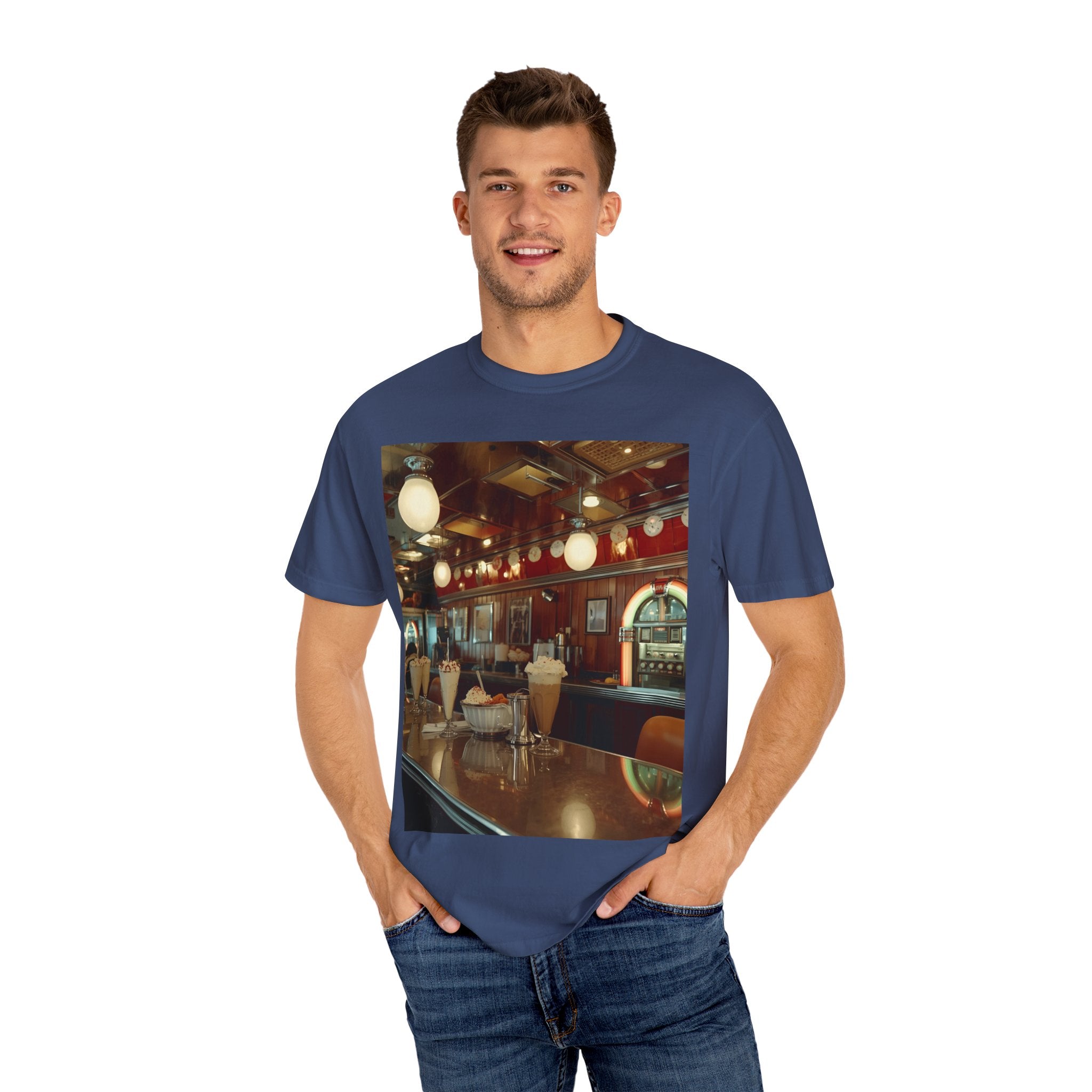 Cozy Cafe Vibe T-Shirt | Unisex Garment-Dyed Tee for Casual Outings, Vintage Style, Ice Cream Lovers, Retro Aesthetic, Everyday Wear