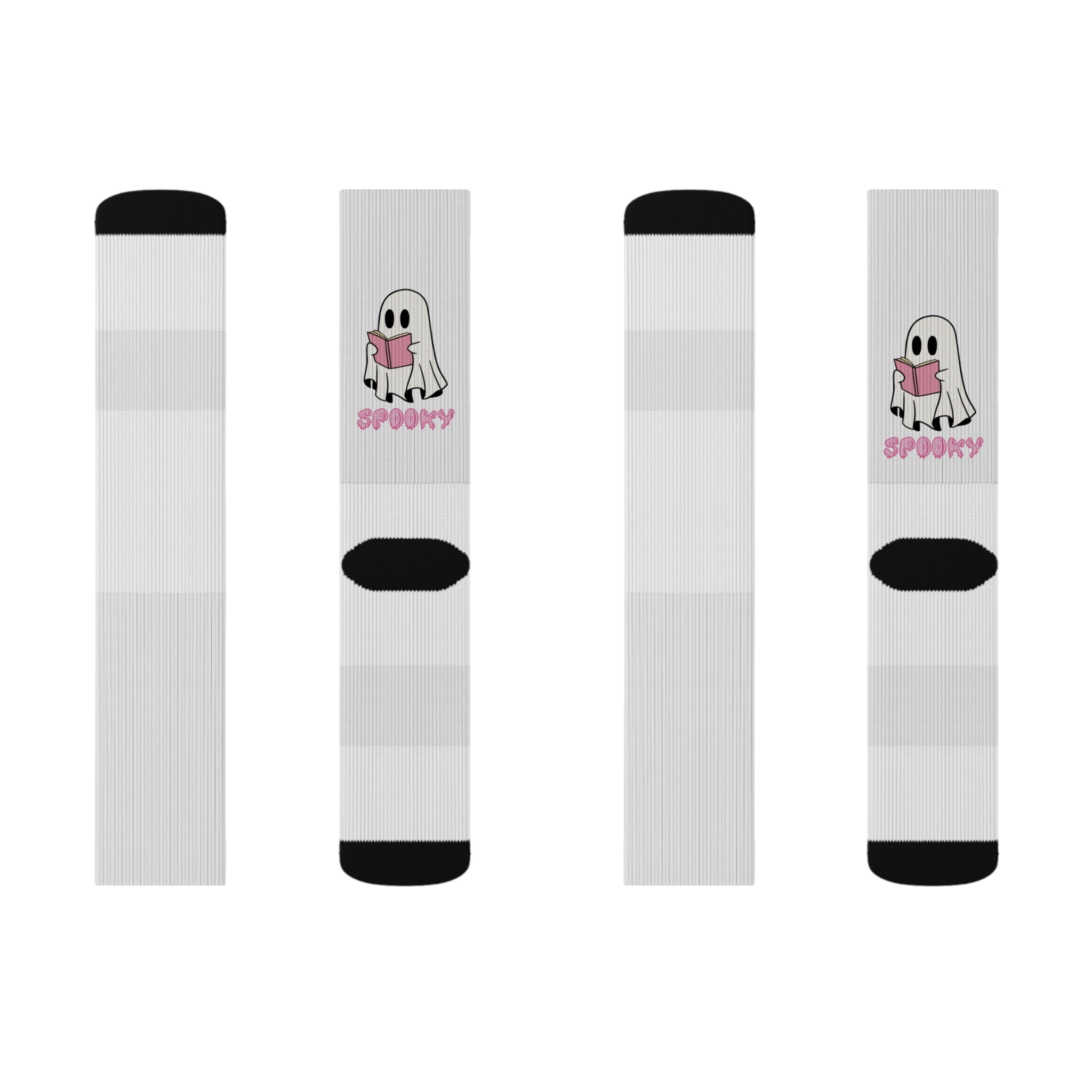 Ghostly Reading Spooky Socks, Fun Halloween Socks, Cute Apparel for Fall, Unique Gift for Sock Lovers, Cozy Fashion Accessories