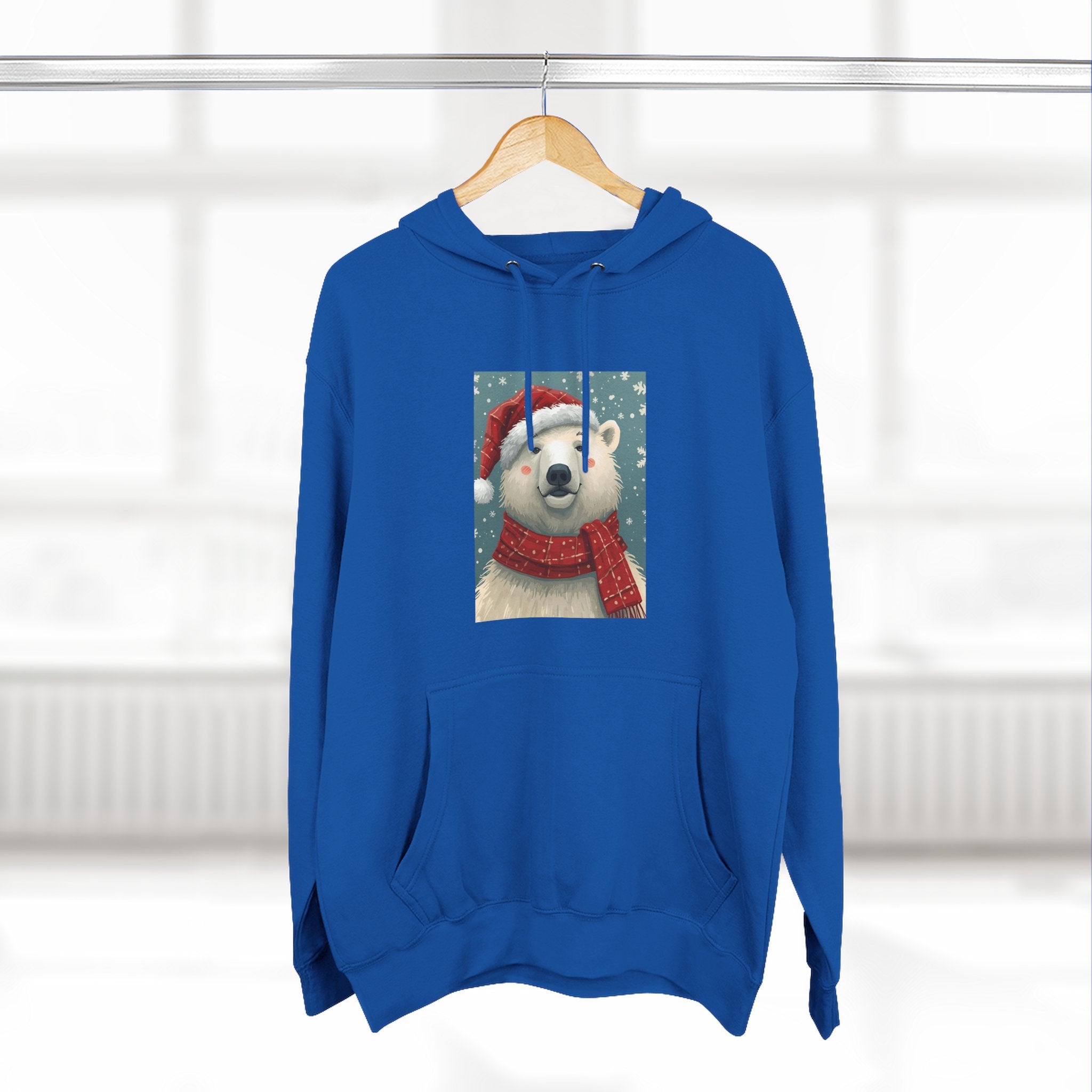 Cozy Polar Bear Holiday Hoodie, Winter Fleece Sweatshirt, Christmas Gift, Cute Animal Hoodie, Festive Apparel, Seasonal Wear