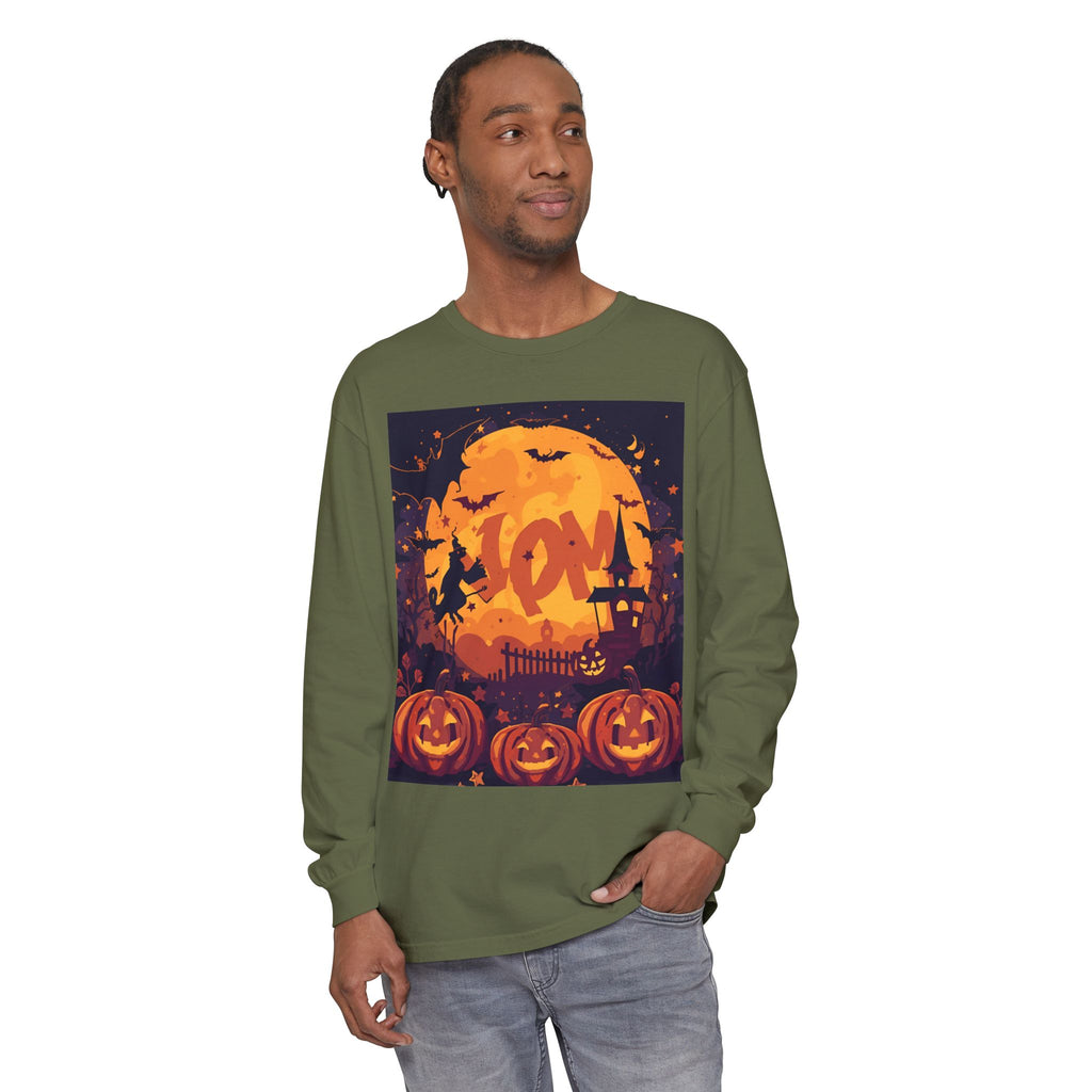Halloween Pumpkin Long Sleeve T-Shirt, Unisex Spooky Shirt, Fall Apparel, Halloween Costume, Cozy Autumn Top, Halloween Party Wear