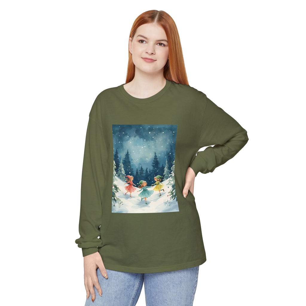 Winter Wonderland Long Sleeve T-Shirt, Cozy Graphic Tee, Perfect for Holidays, Gift for Her, Winter Apparel, Seasonal Fashion