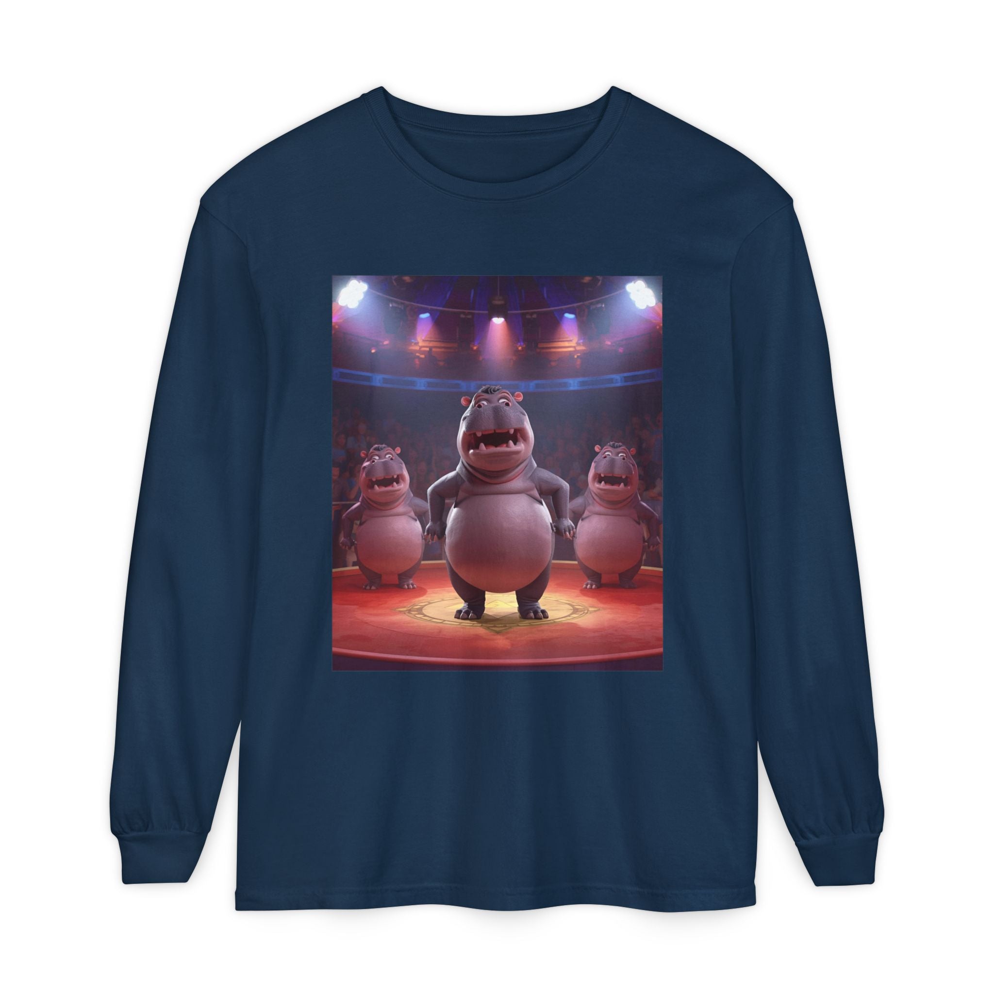 Hippo Funny Unisex Garment-dyed Long Sleeve T-Shirt