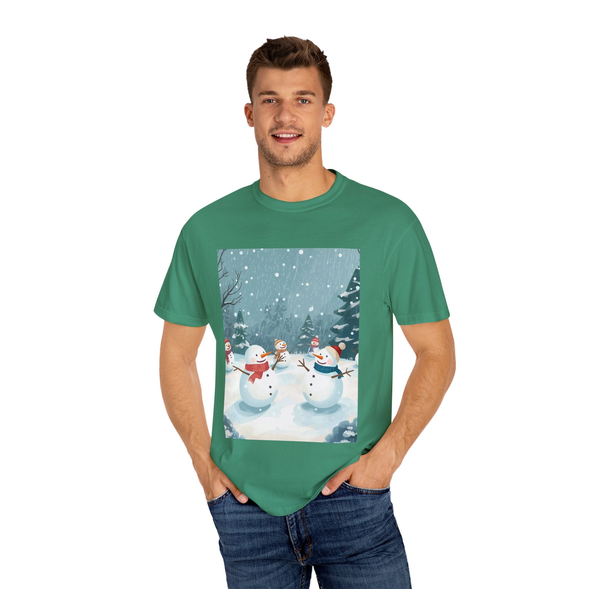 Festive Christmas Snowman Winter Wonderland T-shirt, Holiday Tee, Snowman Gift, Cozy Apparel, Unisex Christmas Shirt, Festive Winter Wear