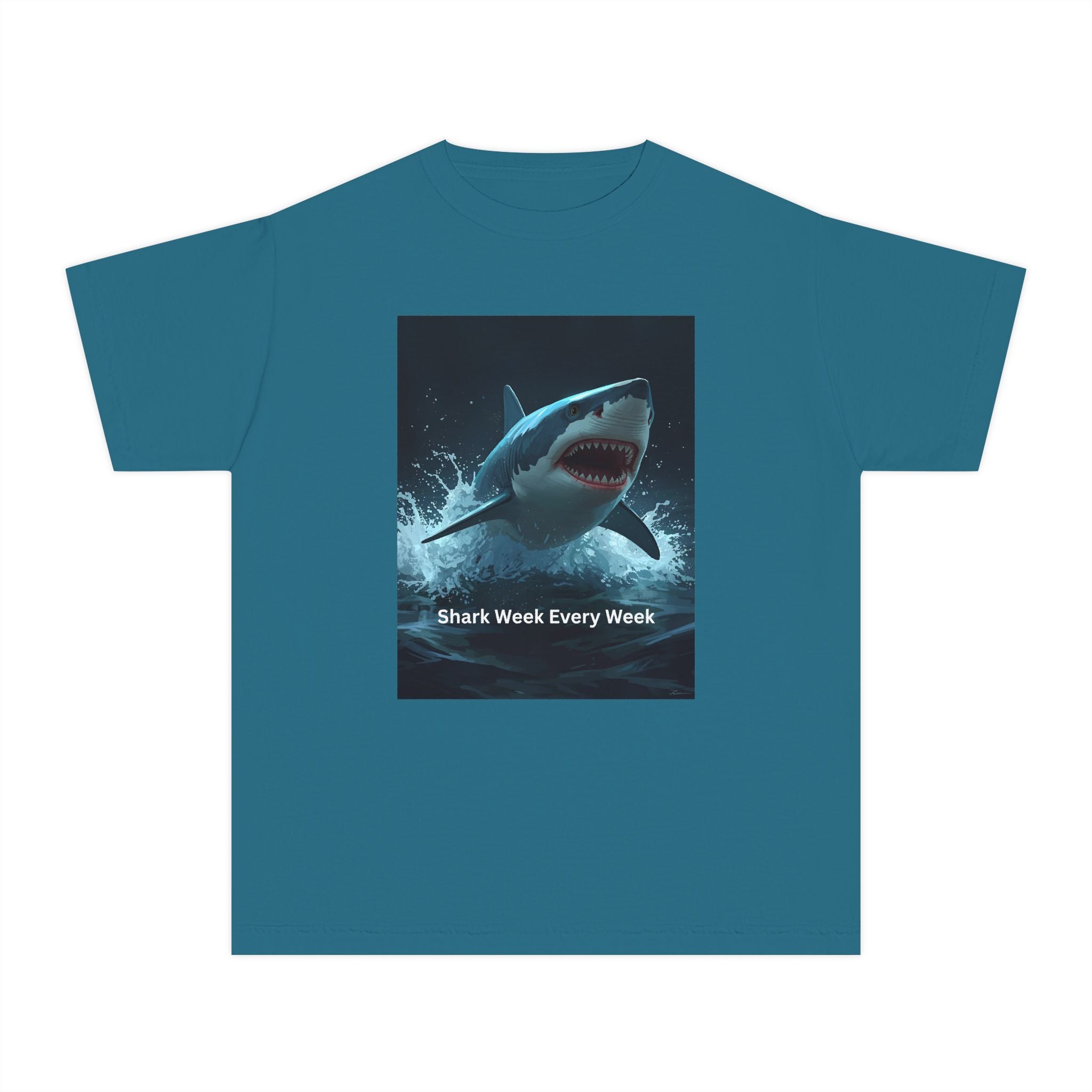Shark Week Youth Tee, Fun Shark Graphic Shirt, Kids Summer Apparel, Ocean Lover Gift, Beach Party Clothing