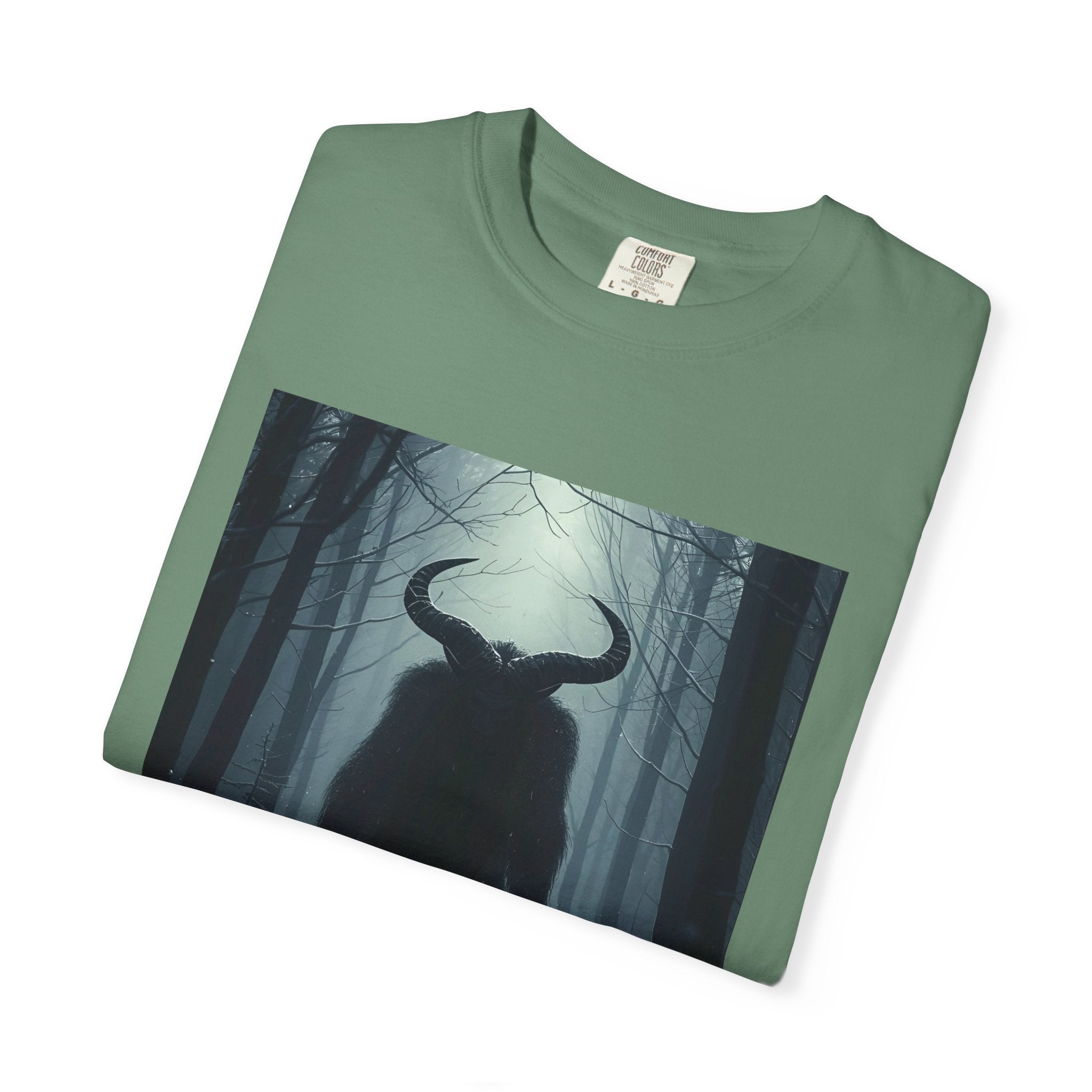 Spooky Forest Creature T-Shirt | Unisex Garment-Dyed Tee | Nature Lover Apparel, Graphic Tee, Gift for Him, Outdoor Adventure Wear