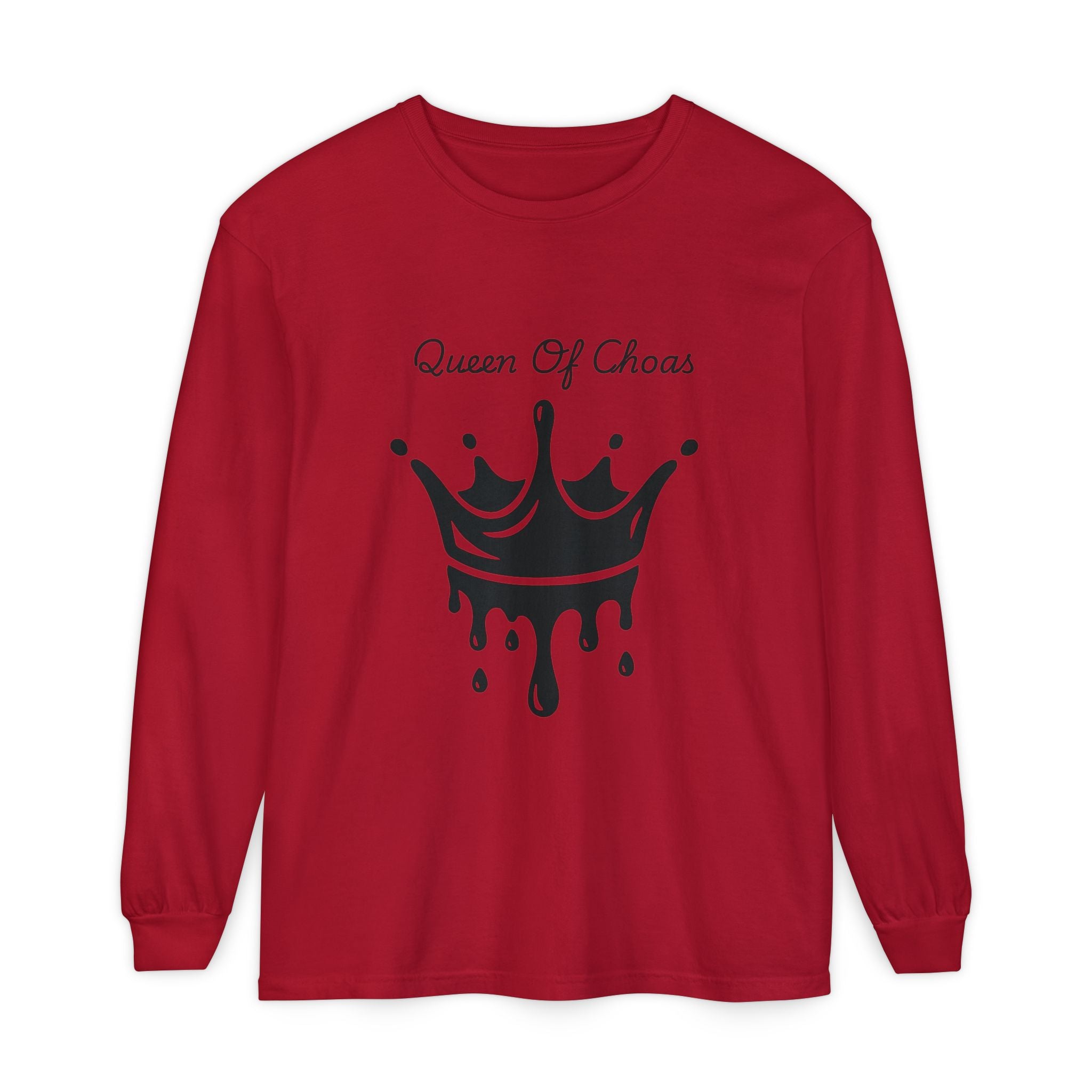 Queen of Chaos Long Sleeve T-Shirt - Stylish Unisex Apparel for Creative Souls, Casual Wear, Gift for Her, Birthday, Everyday Style