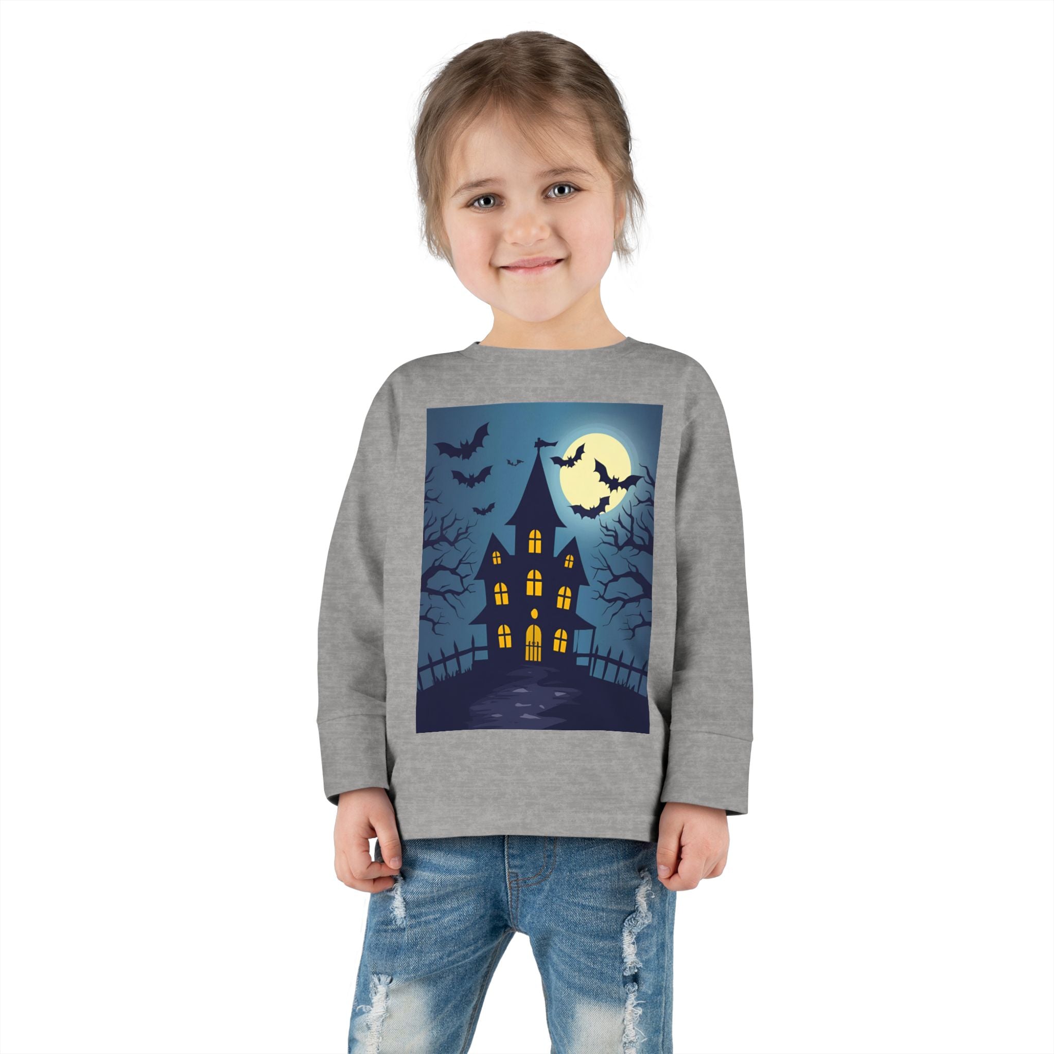 Halloween Haunted House Toddler Halloween Long Sleeve Tee, Spooky Haunted House Shirt, Kids Halloween Costume Top, Fall Festive Apparel, Trick or Treat Clothing
