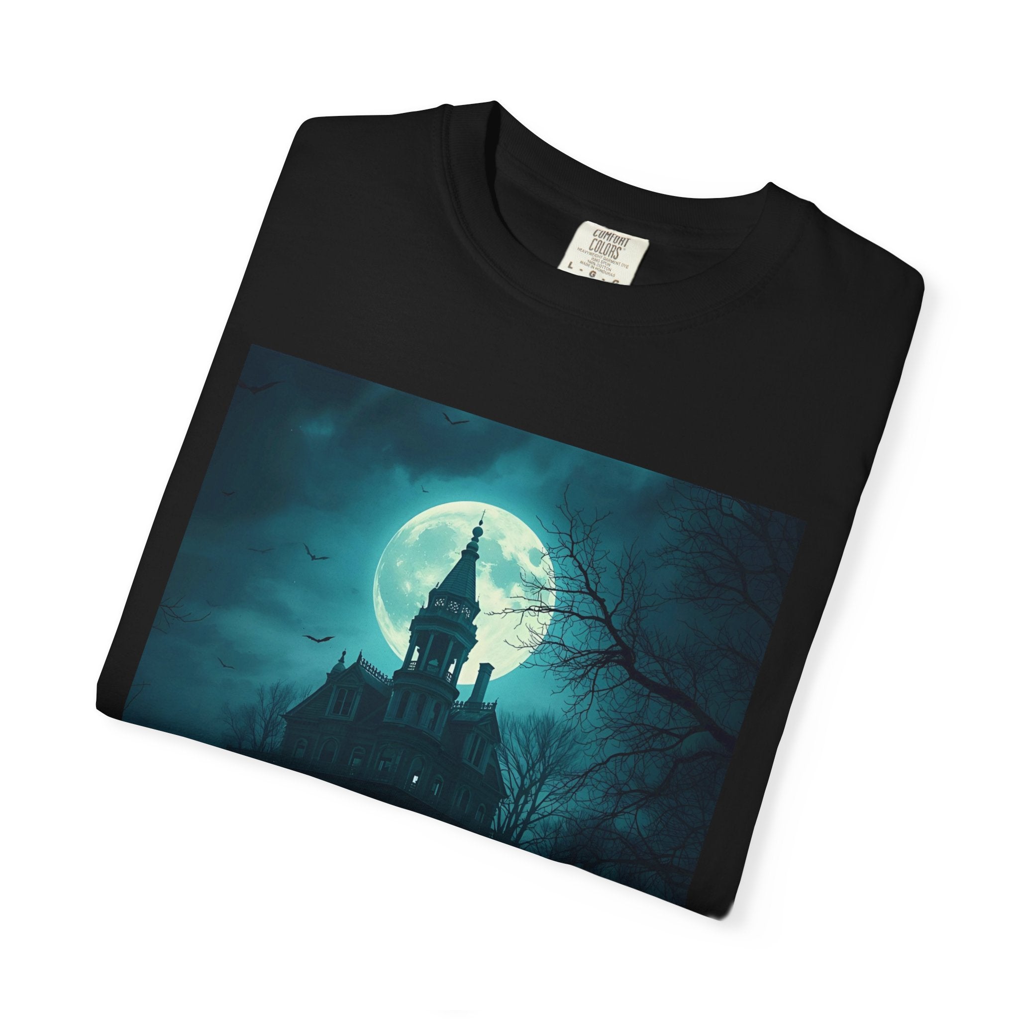 Haunted Moonlit Castle Unisex T-shirt, Gothic Tee, Halloween Apparel, Vintage Style Shirt, Alternative Fashion, Spooky Gift