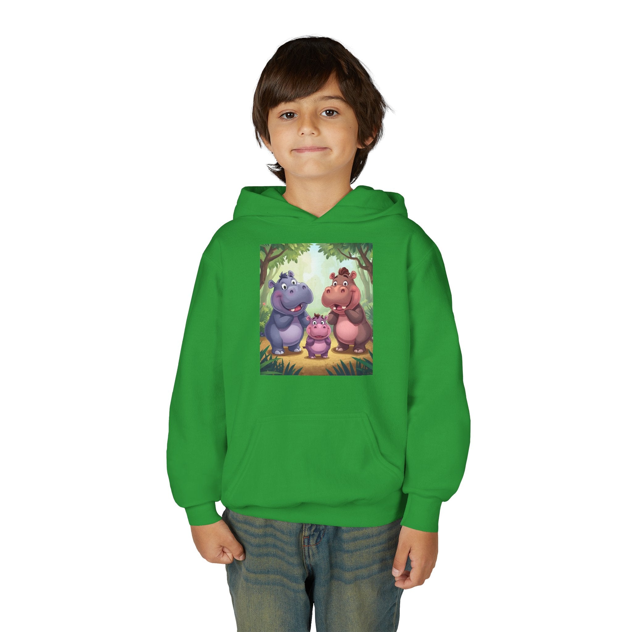 Hippo Cute Youth Heavy Blend Hooded Sweatshirt