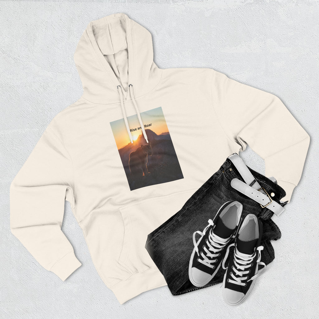 Rise And Roar Sunset Adventure Fleece Hoodie, Cozy Outdoor Hoodie, Travel Apparel, Nature Lover Gift, Comfortable Sweatshirt, Perfect for Bonfires
