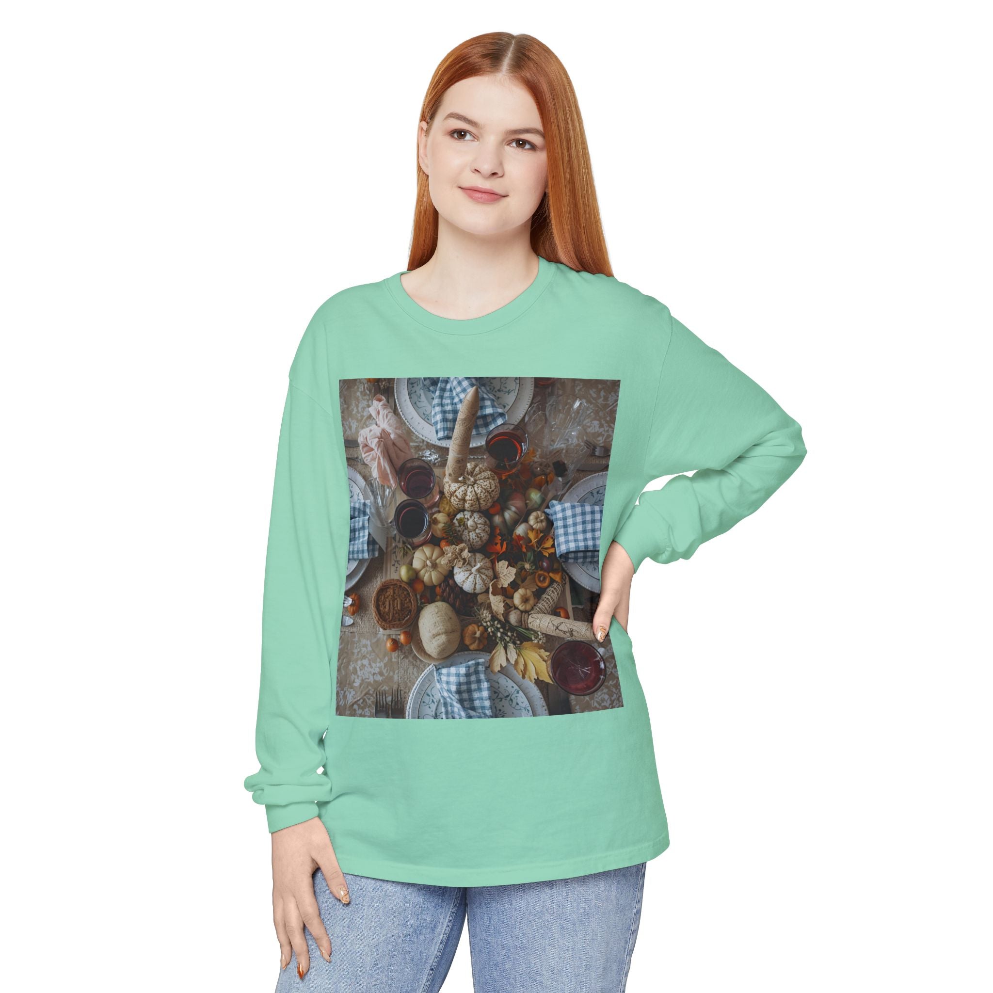 Rustic Gatherings Festive Long Sleeve T-Shirt for Gatherings, Casual Wear, Thanksgiving Shirt, Cozy Gift, Holiday Celebration Tee