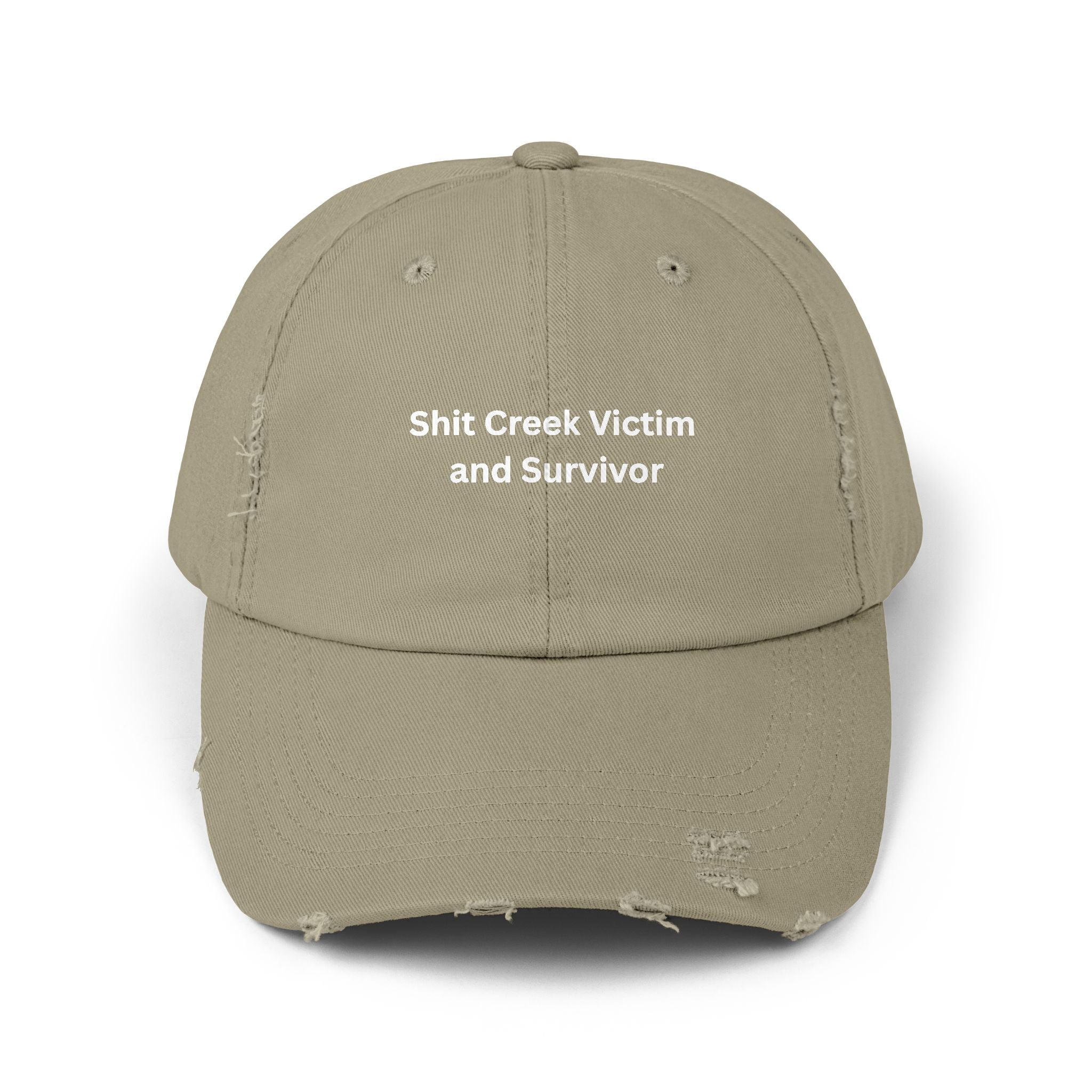 Distressed Cap with 'Shit Creek Victim and Survivor' Text - Perfect for Casual Days, Gifts for Survivors, Unique Statement Hat, Ideal [...]