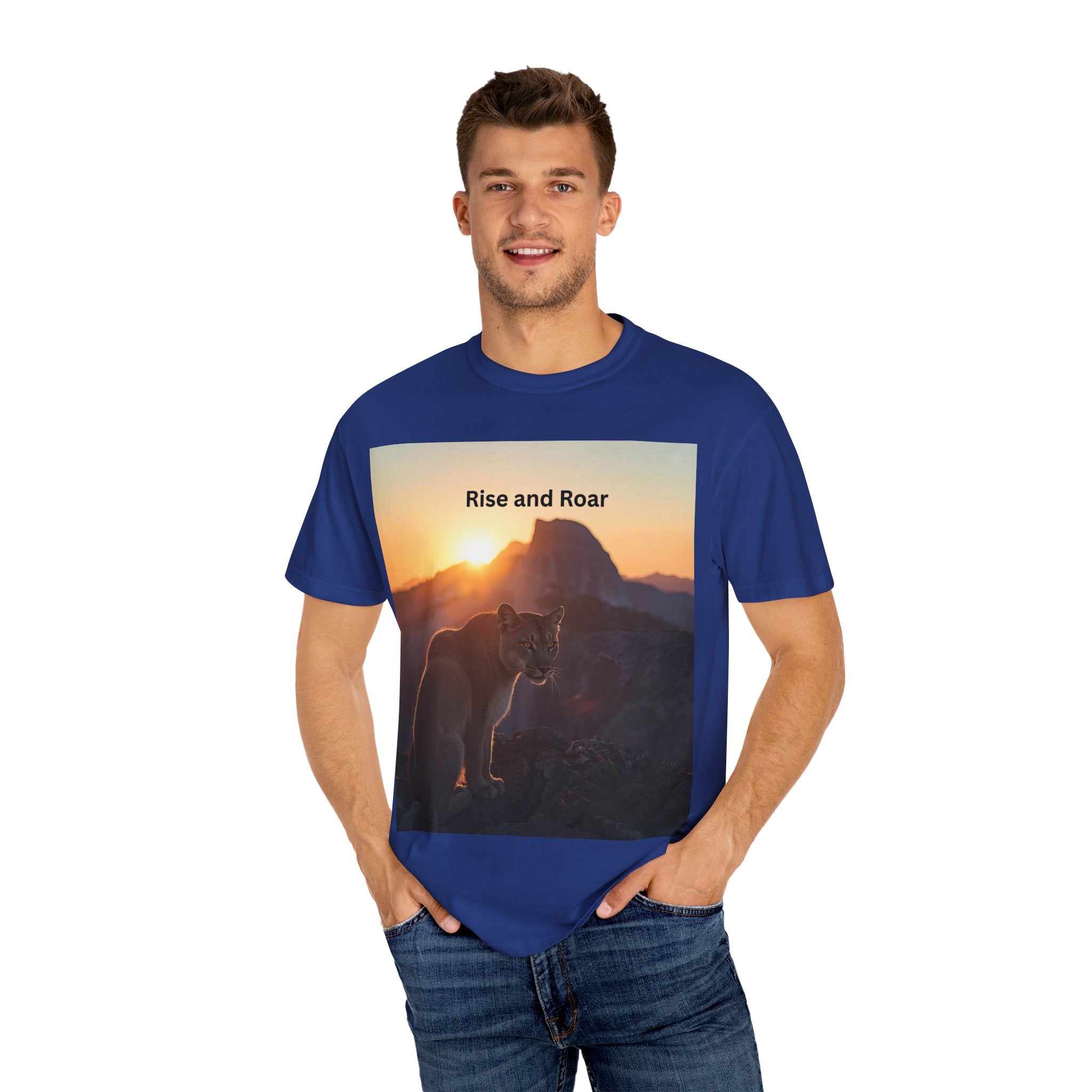 Rise And Roar Sunrise Mountain Lion T-Shirt, Rise and Roar Tee, Unisex Cotton Shirt, Graphic Tee for Nature Lovers, Adventure Apparel, Gifts for [...]
