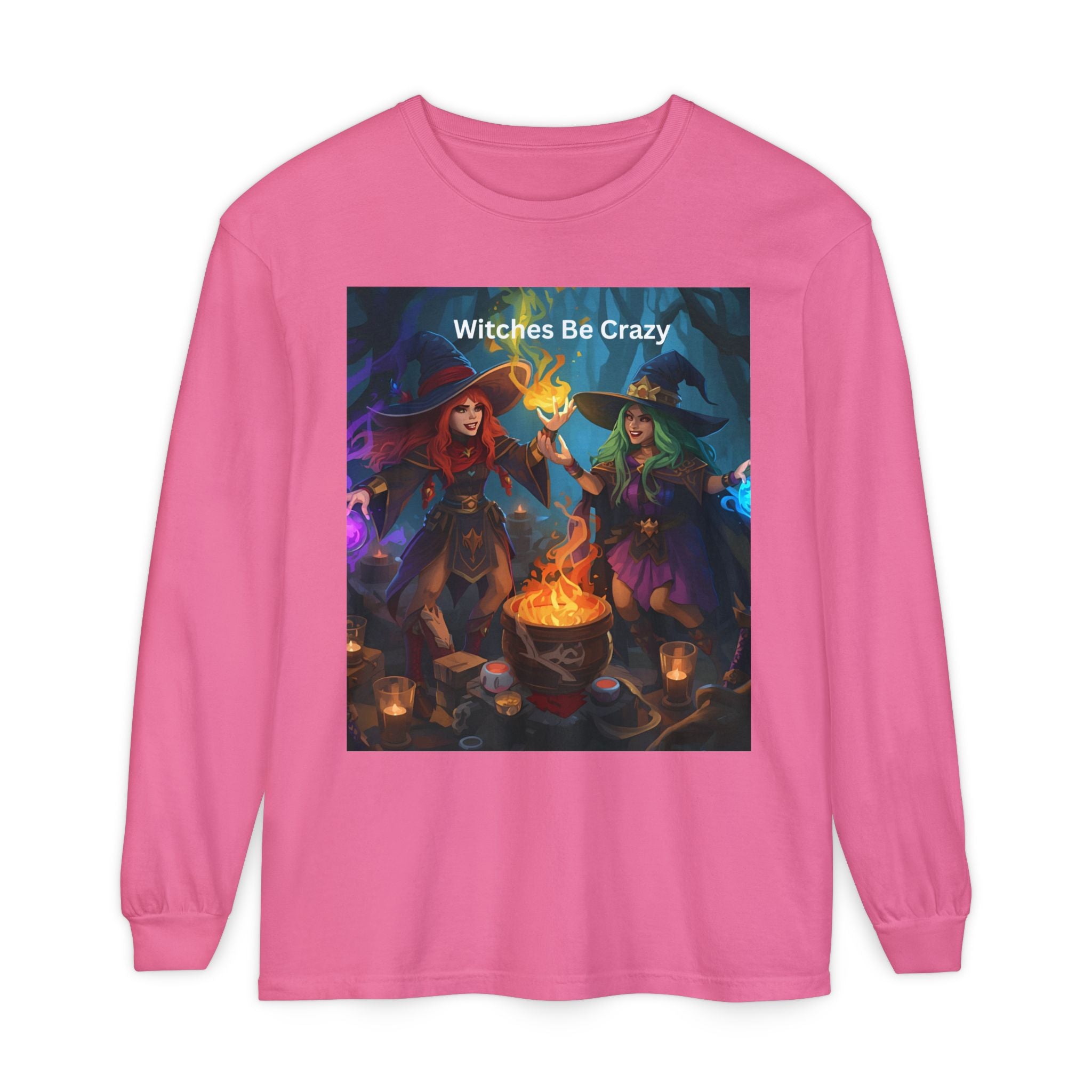 Spooky Halloween Witches Be Crazy Long Sleeve T-Shirt, Halloween Top, Witchy Apparel, Unisex Shirt, Spooky Gift, Casual Wear