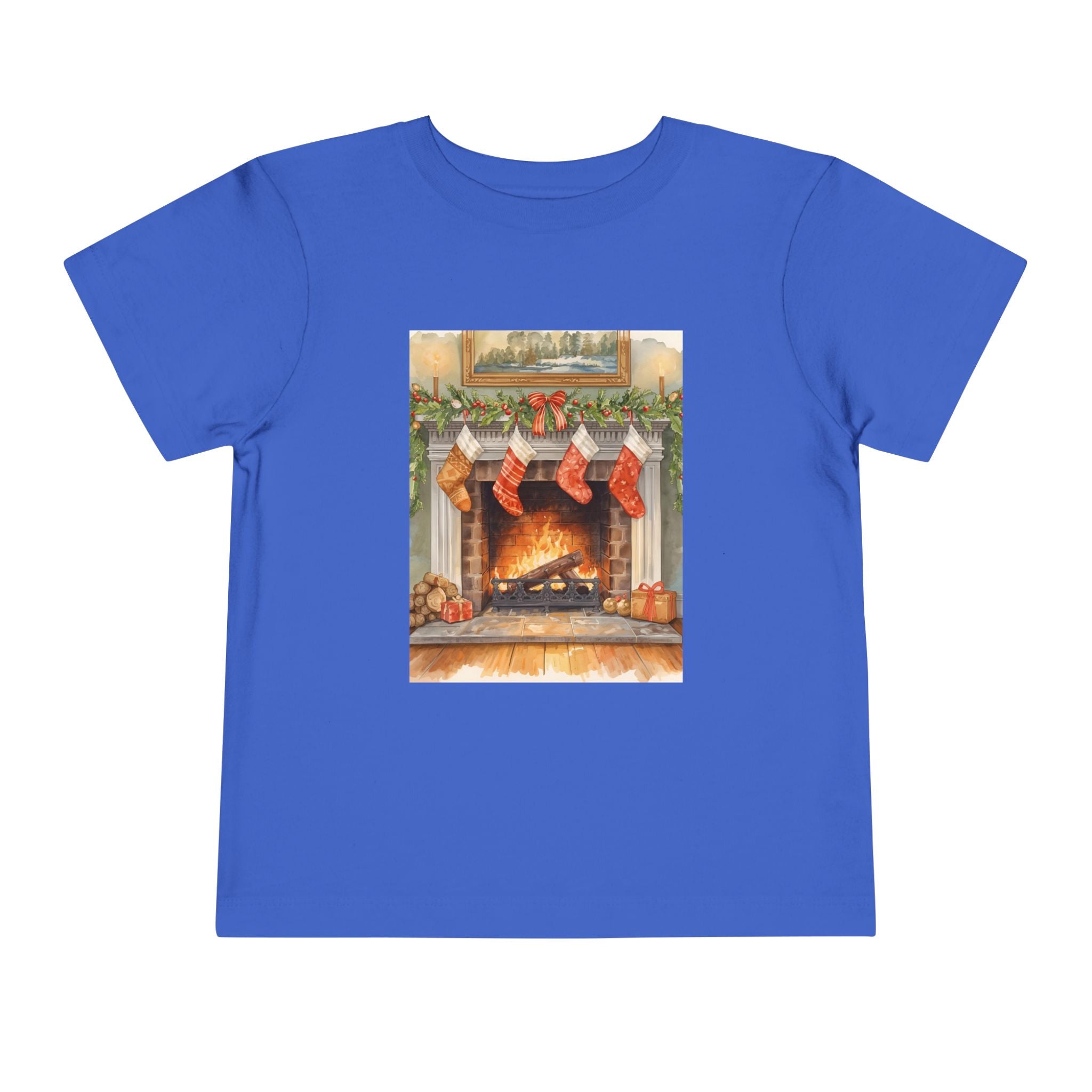 Christmas Stocking Fireplace Toddler Short Sleeve Tee