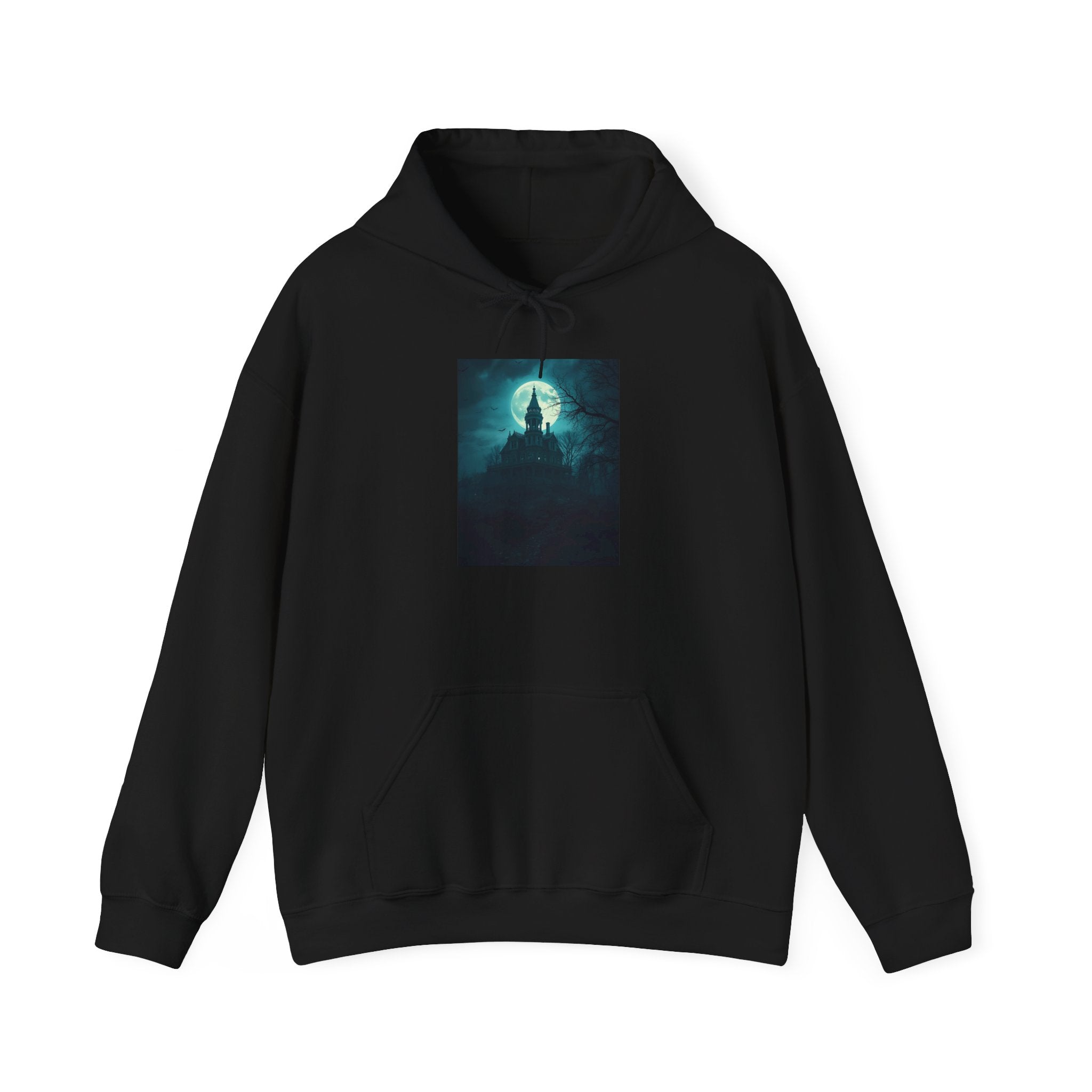 Haunted Moonlight Mystical Nightscape Hooded Sweatshirt - Cozy Casual, Unisex Fashion, Gift Idea, Halloween Apparel, Unique Statement Piece