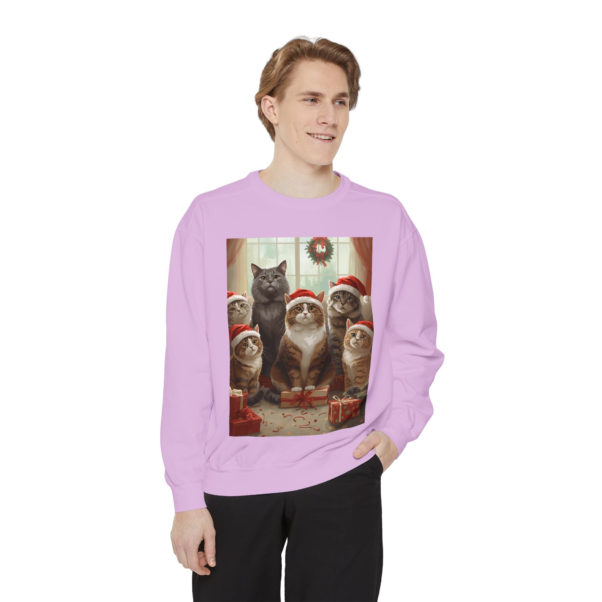 Cozy Holiday Cat Sweatshirt, Festive Sweatshirt for Cat Lovers, Christmas Gift for Pet Owners, Cute Cat Apparel, Winter Wardrobe Essential