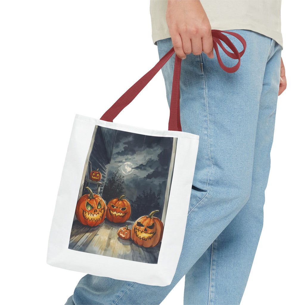 Halloween Pumpkin Tote Bag, Spooky Fall Accessories, Trick or Treat Bag, Autumn Vibes, Eco-Friendly Shopping