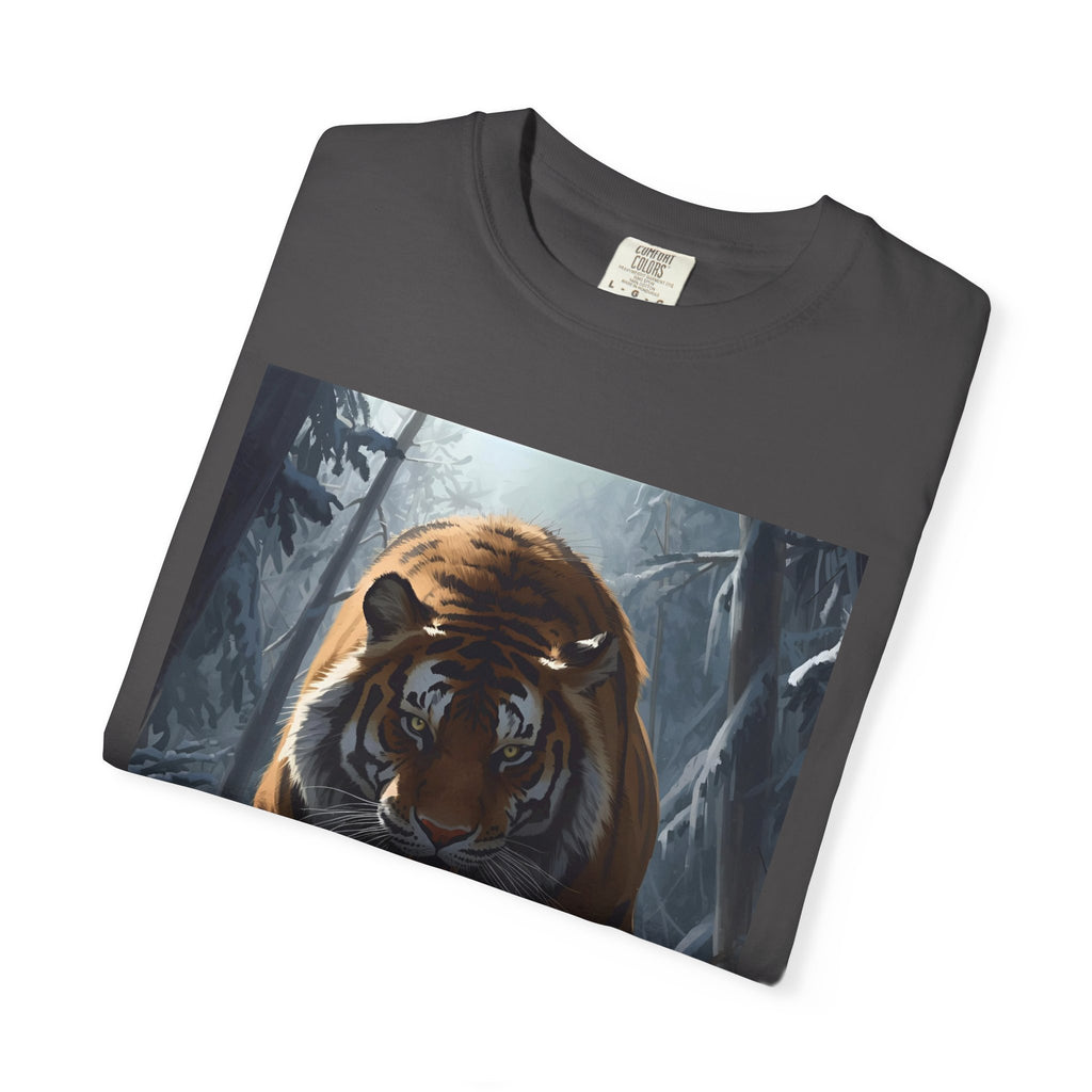 Tiger Roar Snow Unisex T-Shirt, Animal Lover Gift, Wildlife Tee, Casual Wear, Adventure Shirt, Nature Inspired Apparel
