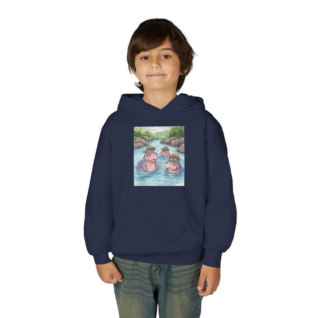 Hippo Cute Youth Heavy Blend Hooded Sweatshirt