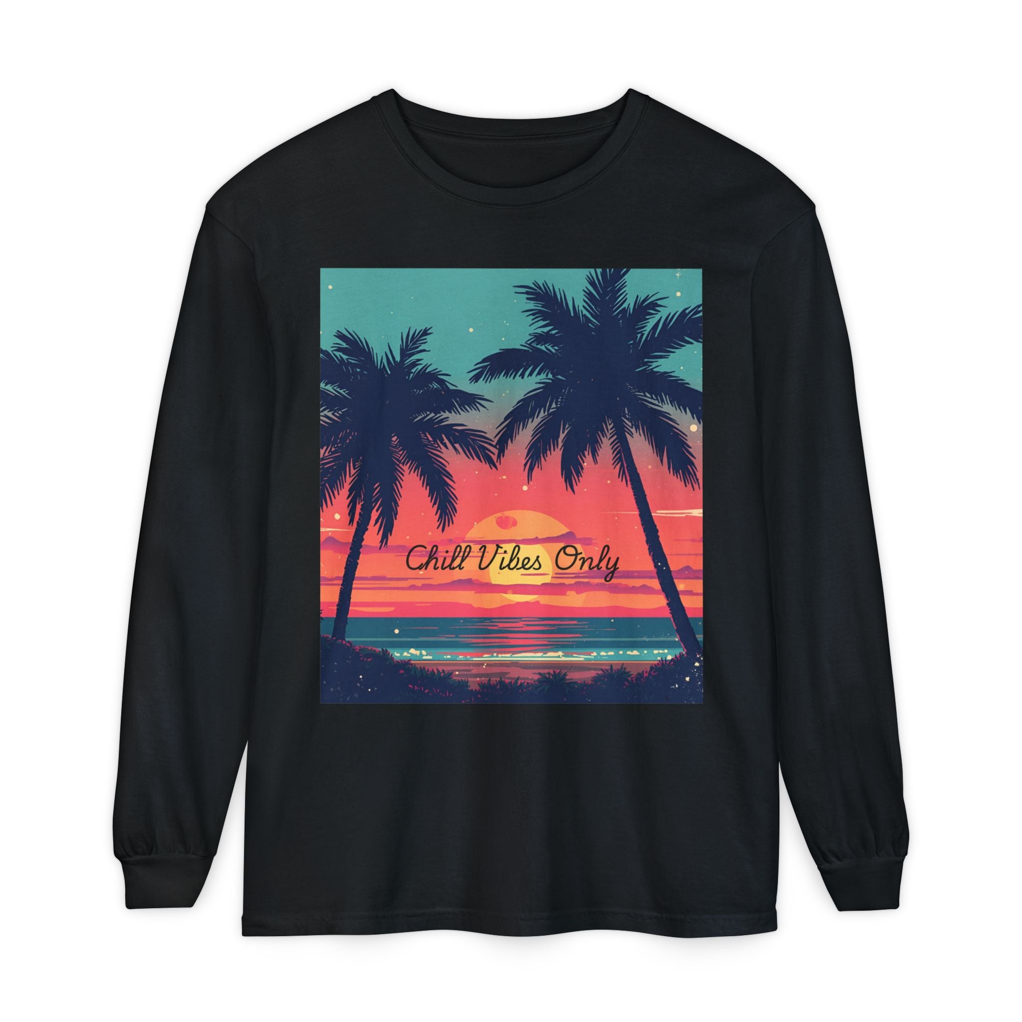 Tropical Sunset Unisex Garment-dyed Long Sleeve T-Shirt