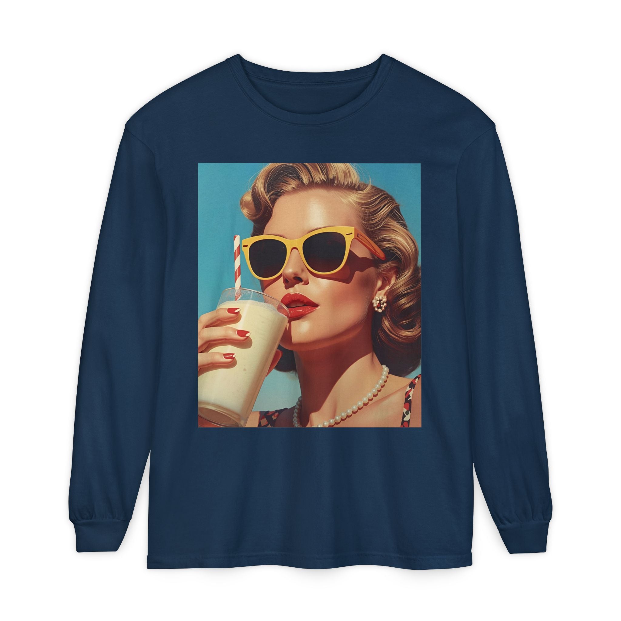 Retro Pop Art Long Sleeve T-Shirt, Vintage Graphic Tee, Fashion Top, Summer Style shirt, Gift for Art Lovers, Casual Wear