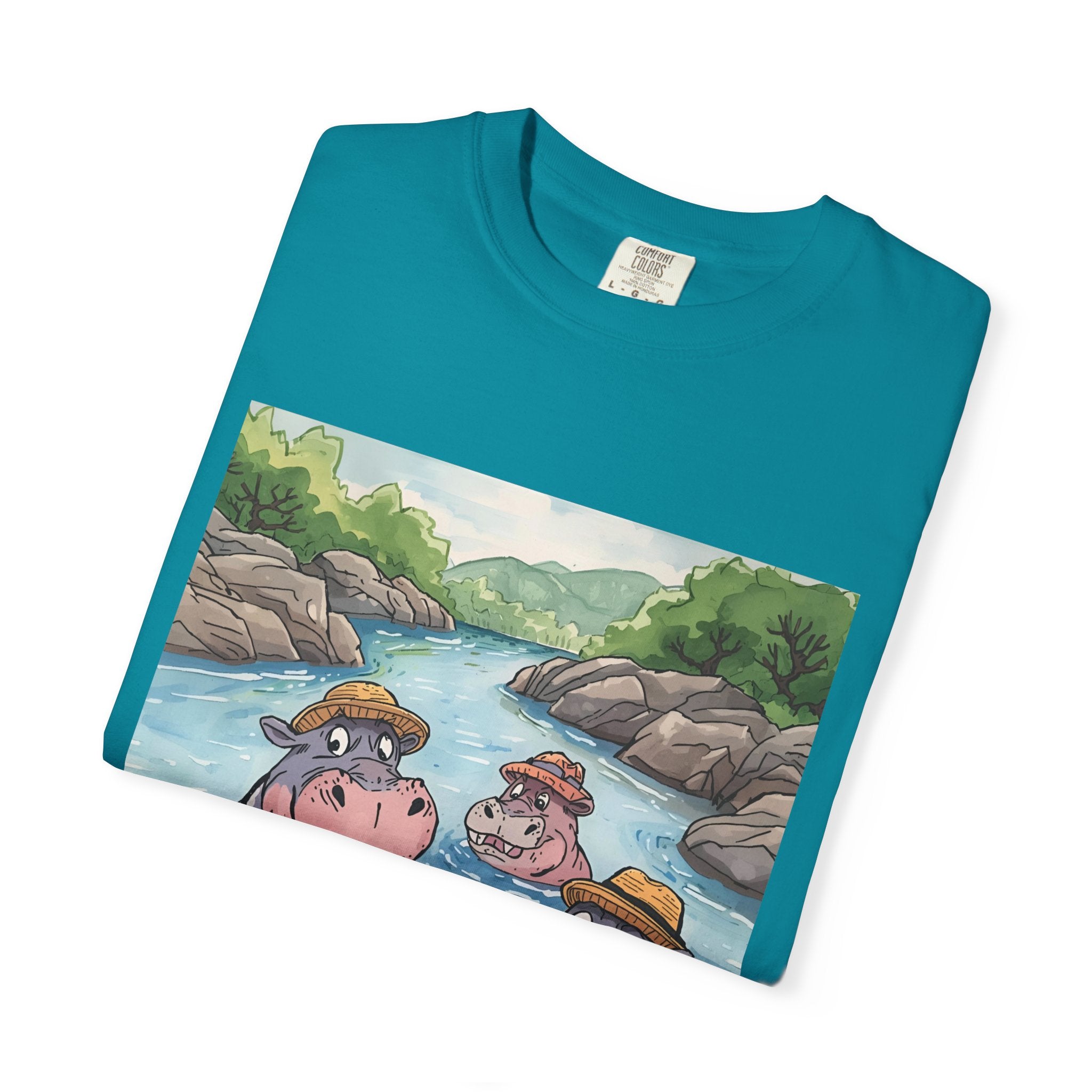Hippo Adventure Unisex T-Shirt, Cute Animal Tee, Gift for Nature Lovers, Casual Wear, Birthday and Summer Vibe