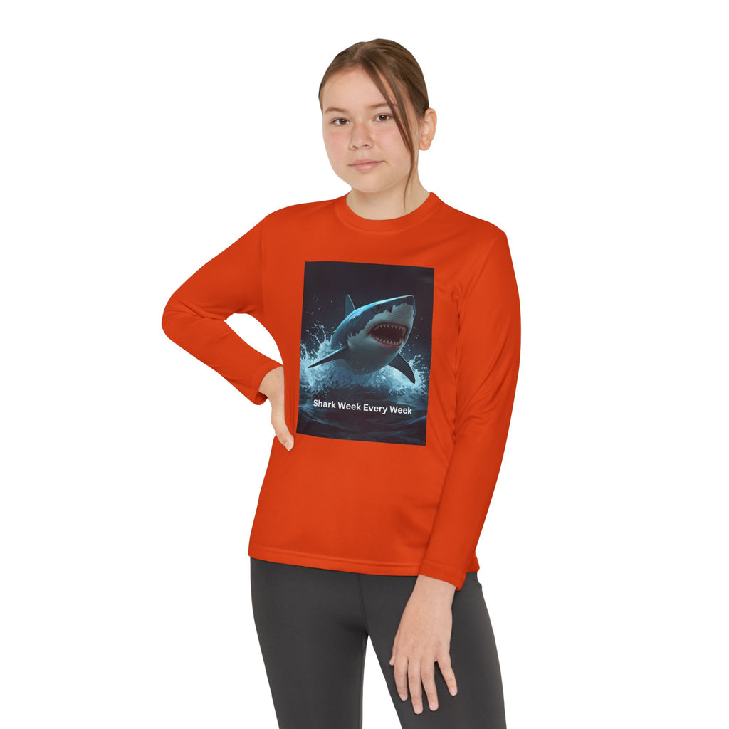 Shark Week Youth Long Sleeve Tee - Funny Ocean Shirt, Kids Gift, Summer Wear, Cool Tee, Swim Shirt, Beach Apparel