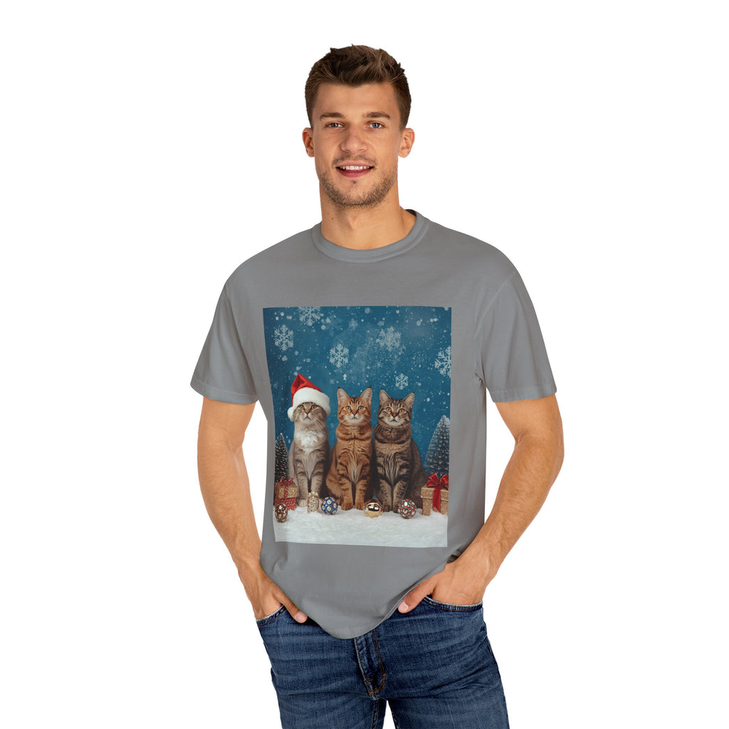 Cute Christmas Festive Cat Christmas T-Shirt, Holiday Shirt, Gift for Cat Lovers, Winter Apparel, Unisex Tee