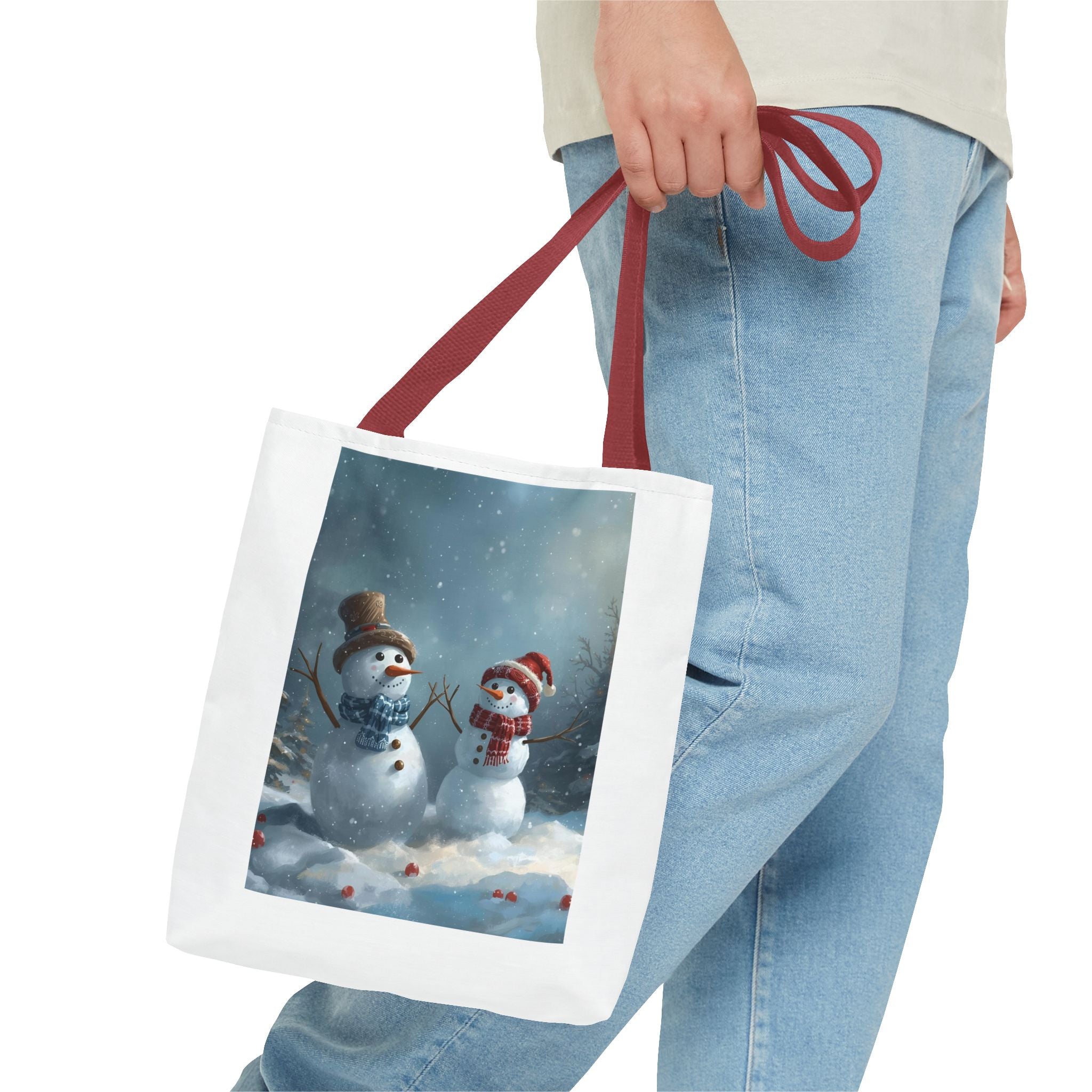 Christmas Snowman Holiday Tote Bag, Festive Bag for Christmas, Winter Shopping, Gift for Her, Reusable Eco-Friendly, Merry Holidays