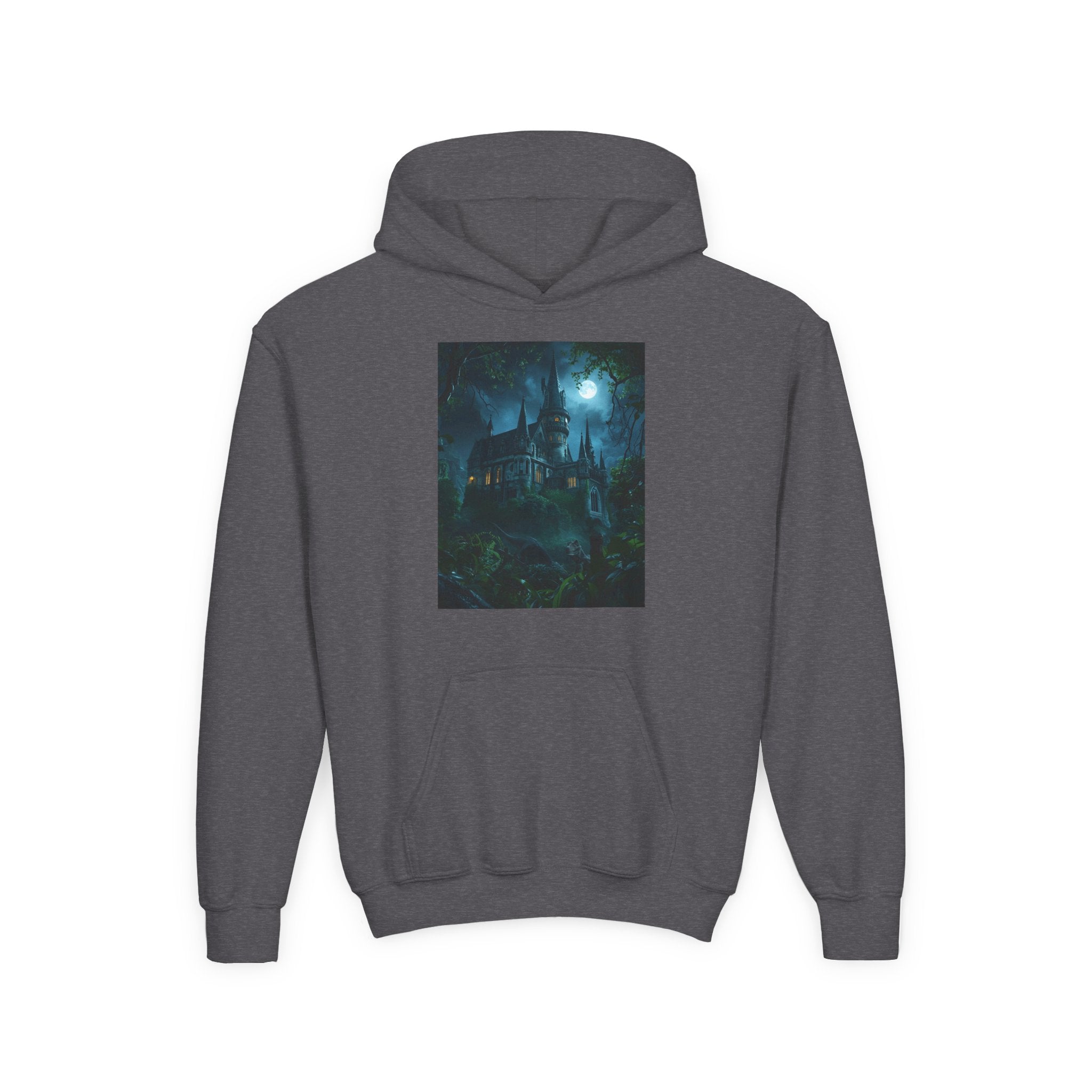 Mystical Night Scene Youth Hoodie | Perfect for Halloween, Cozy Days, Gifts for Kids, Adventure Apparel