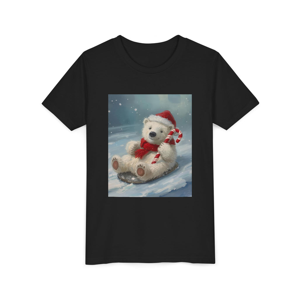 Cute Christmas Bear Youth Short Sleeve Tee