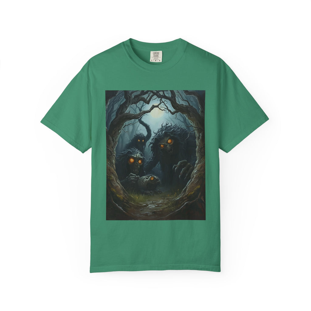 Spooky Mystical Forest T-Shirt | Unisex Garment-Dyed Tee for Nature Lovers | Perfect for Halloween, Casual Wear, Gift Idea